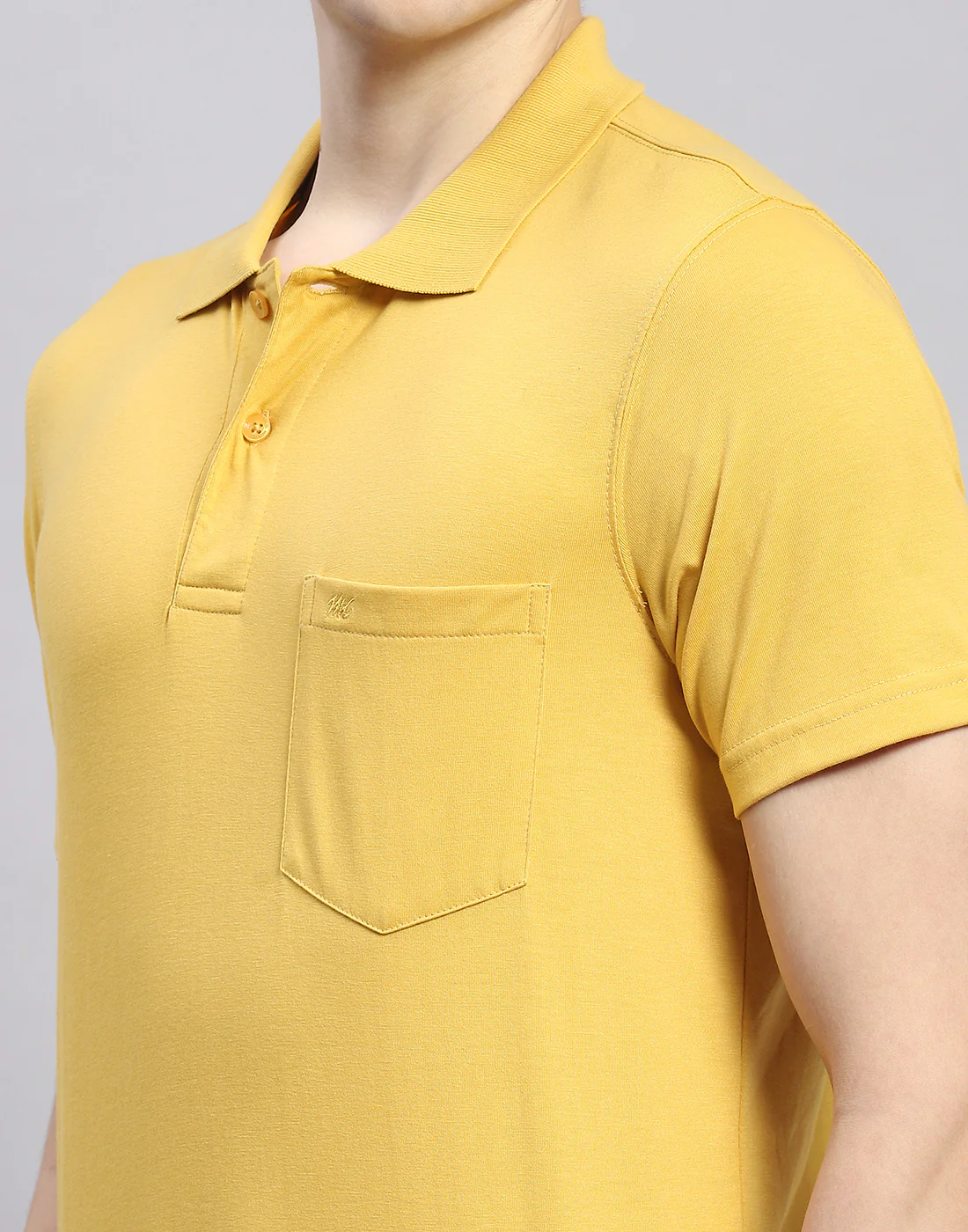 Men Yellow Solid Polo Collar Half Sleeve T-Shirt - Image 6
