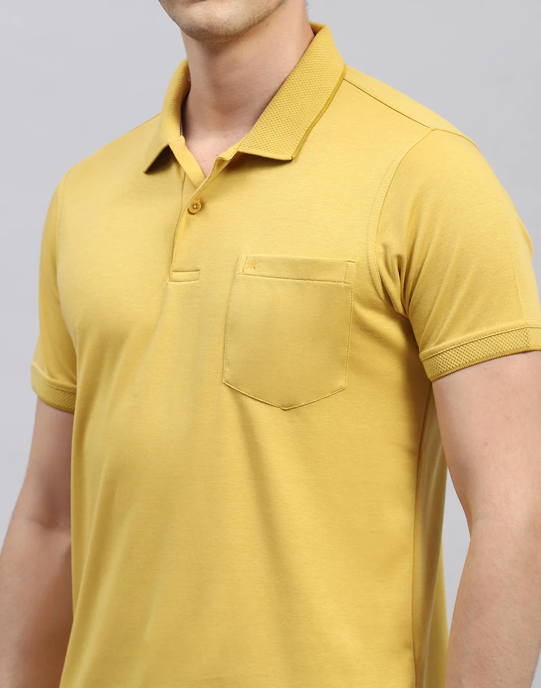 Men Yellow Solid Polo Collar Half Sleeve T-Shirt - Image 6