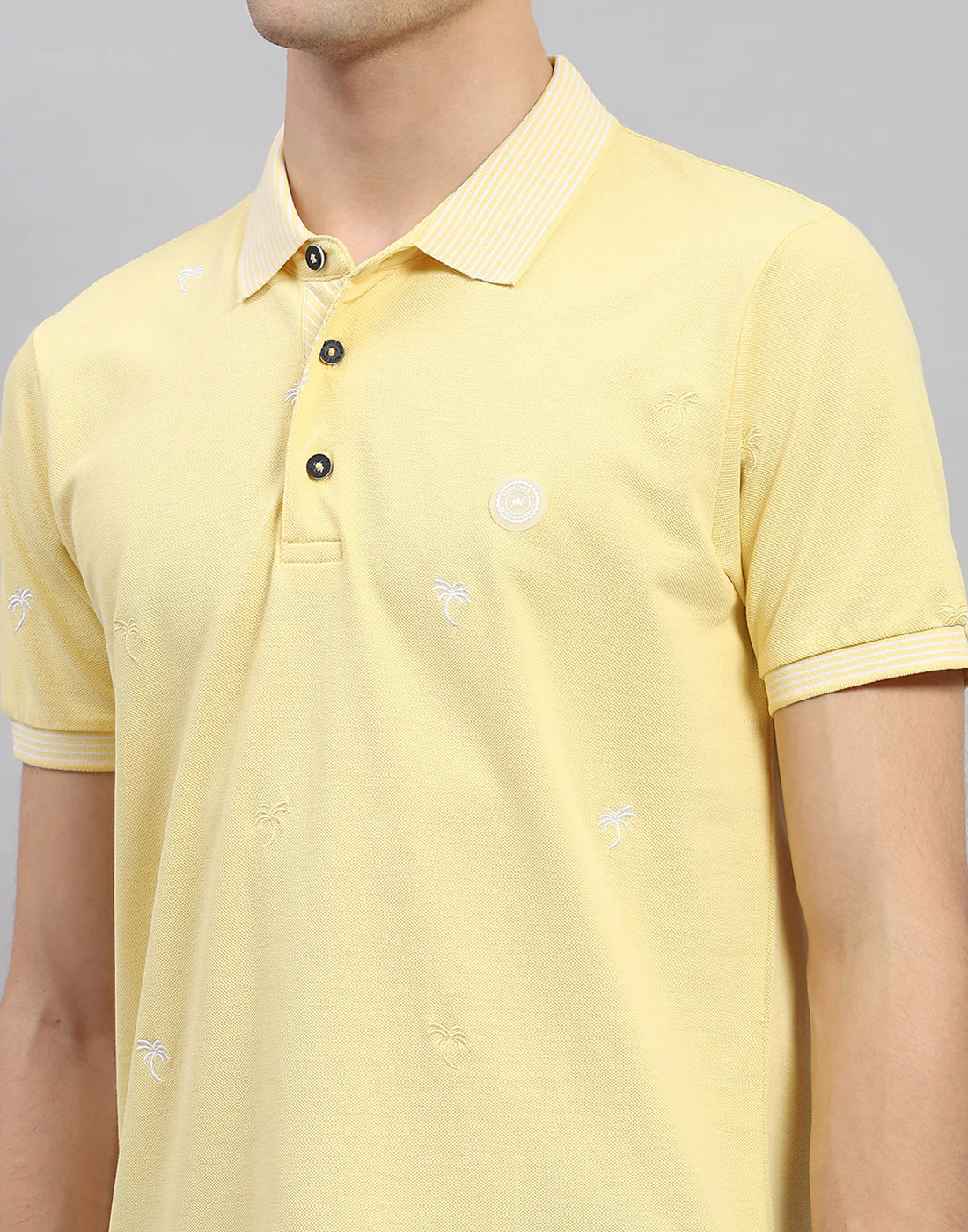 Men Yellow Solid Polo Collar Half Sleeve T-Shirt - Image 6