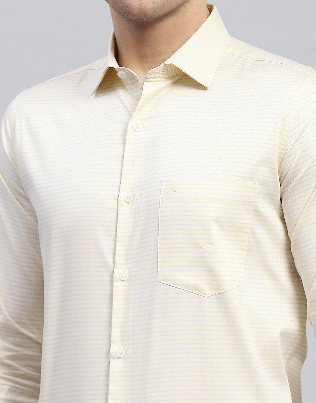 Men Yellow Solid Spread Collar Full Sleeve Shirt - Image 6