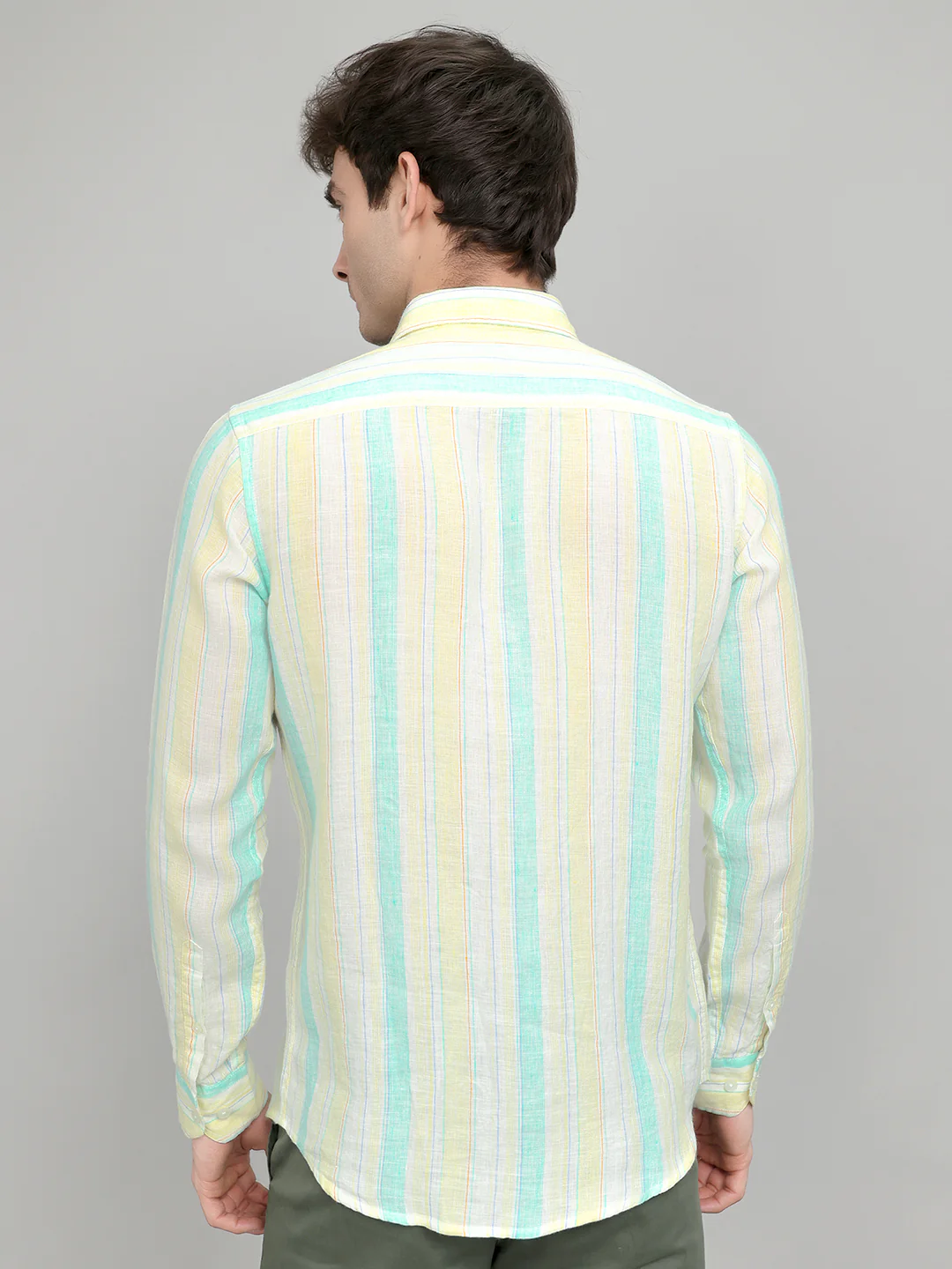 Men Yellow Stripe Collar Full Sleeve Shirt - Image 4