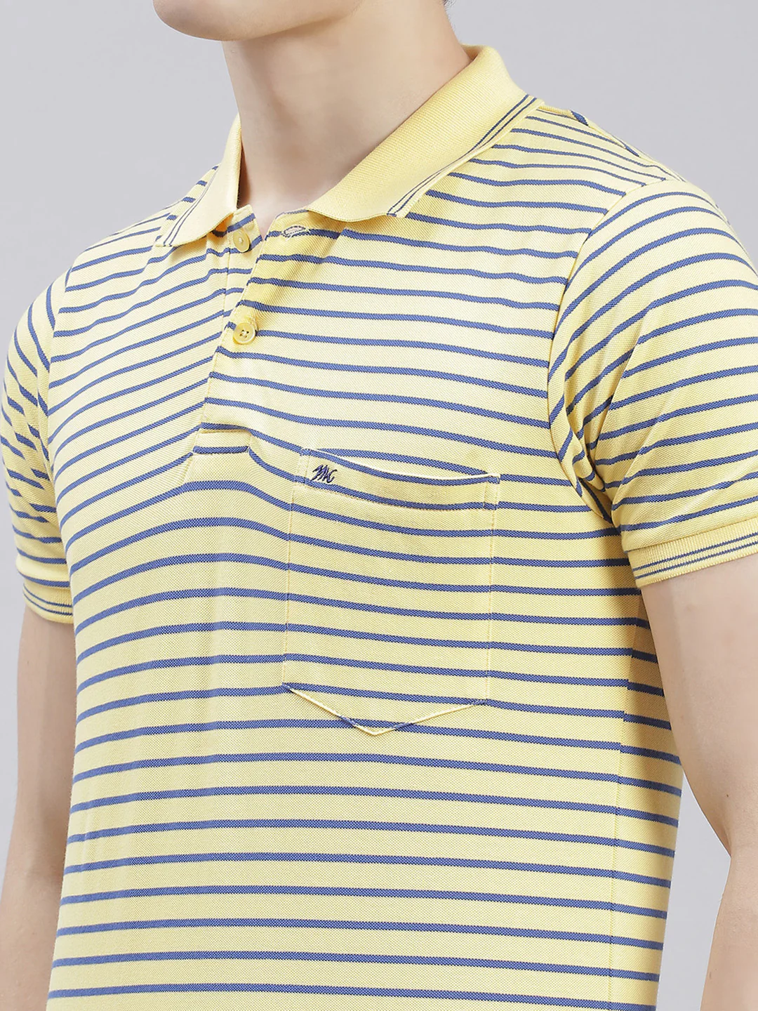 Men Yellow Stripe Collar Half Sleeve T-Shirts - Image 6