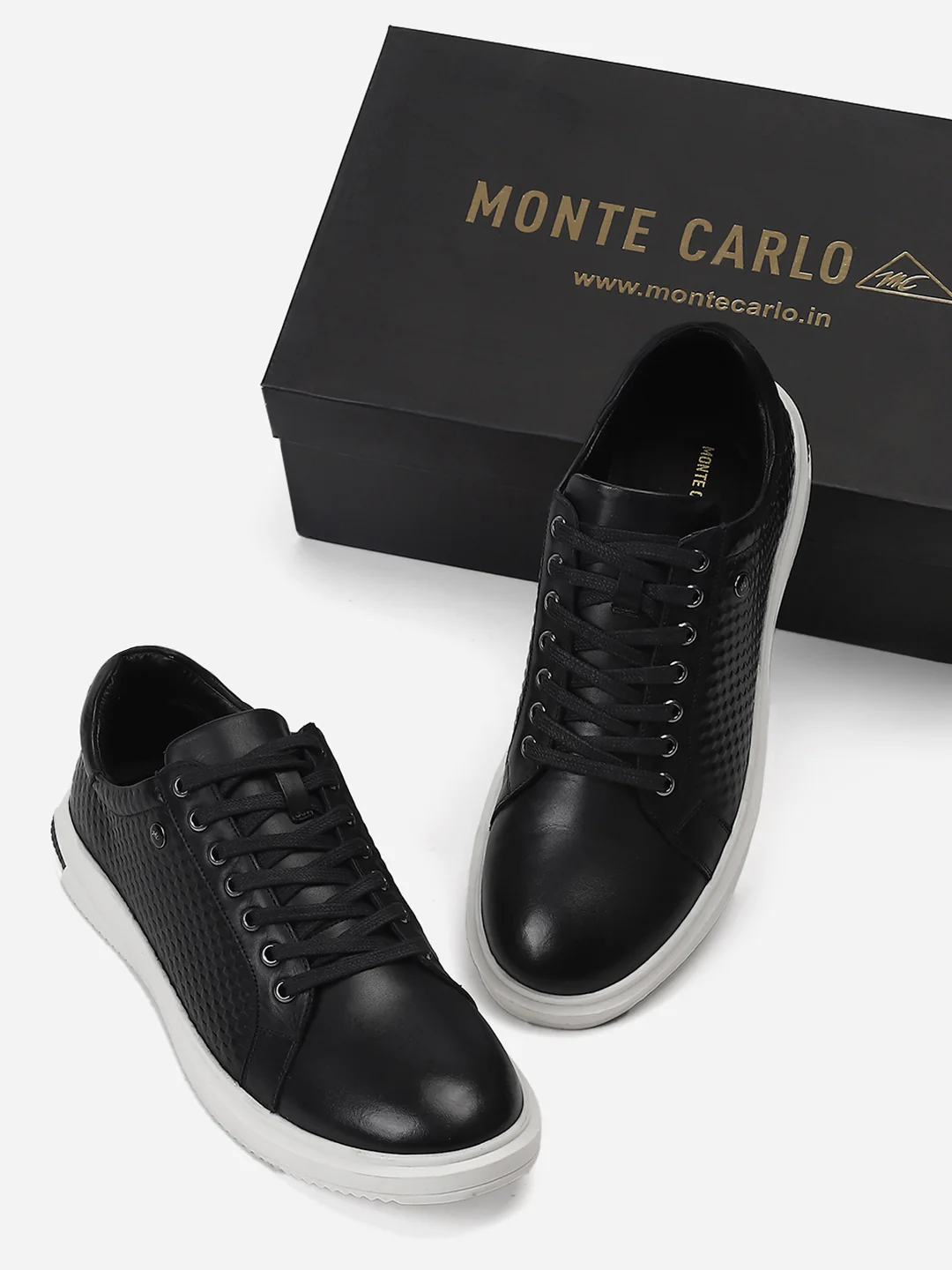 Mens Navy Blue Solid Lace Up Genuine Leather Casual Sneaker - Image 2