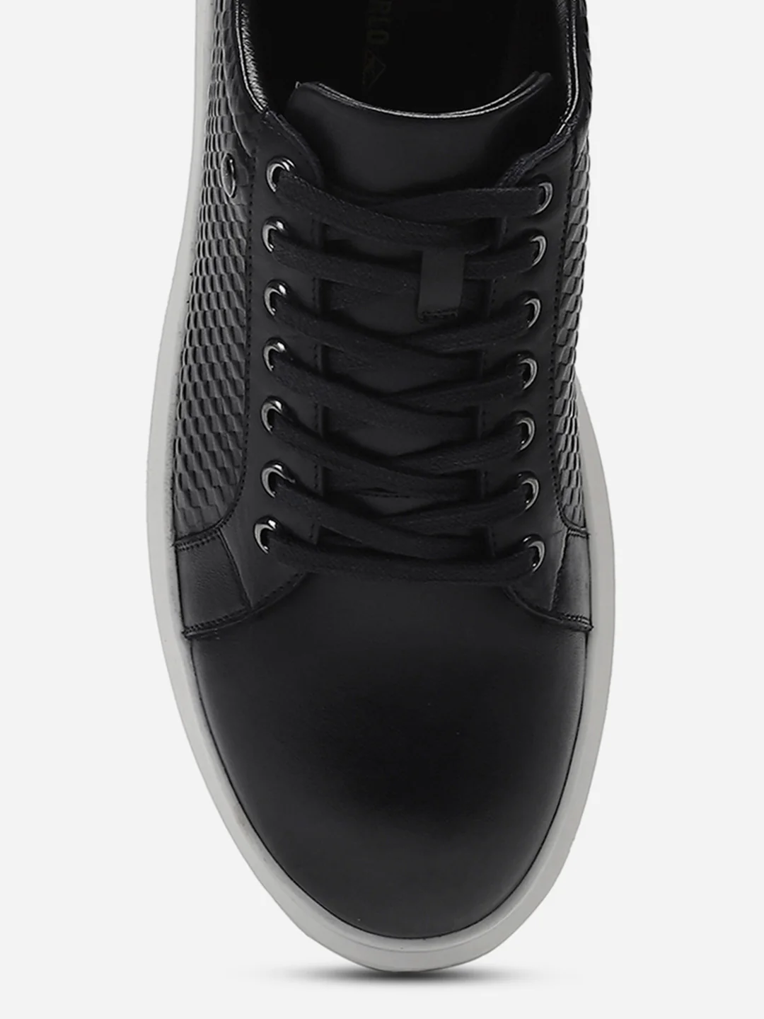 Mens Navy Blue Solid Lace Up Genuine Leather Casual Sneaker - Image 7