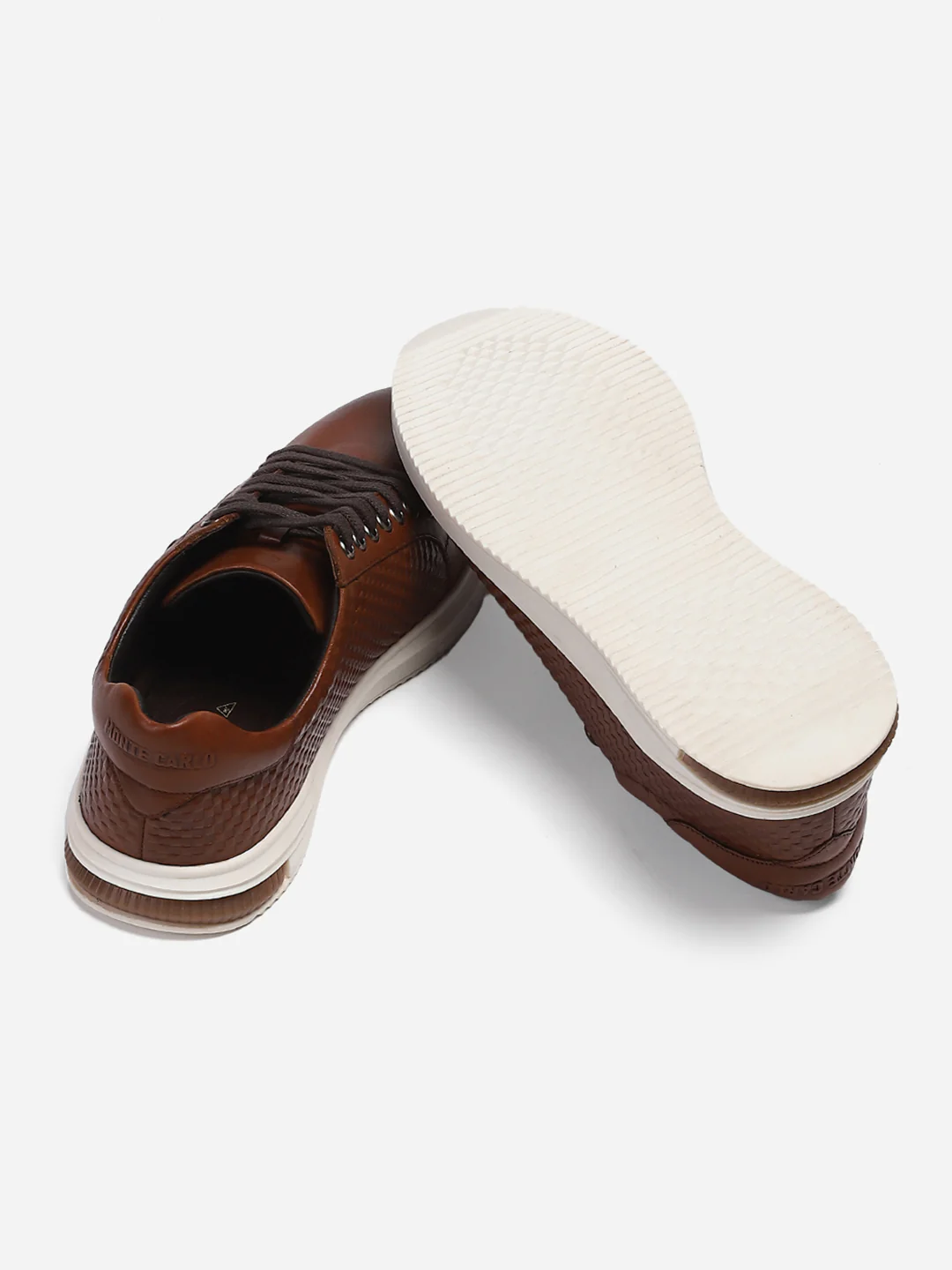 Mens Tan Solid Lace Up Genuine Leather Casual Sneaker - Image 8