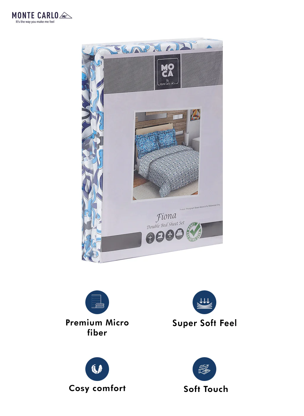 MOCA by Monte Carlo 104 GSM Cotton Double Bedsheet (2 Pcs Set) - Image 9