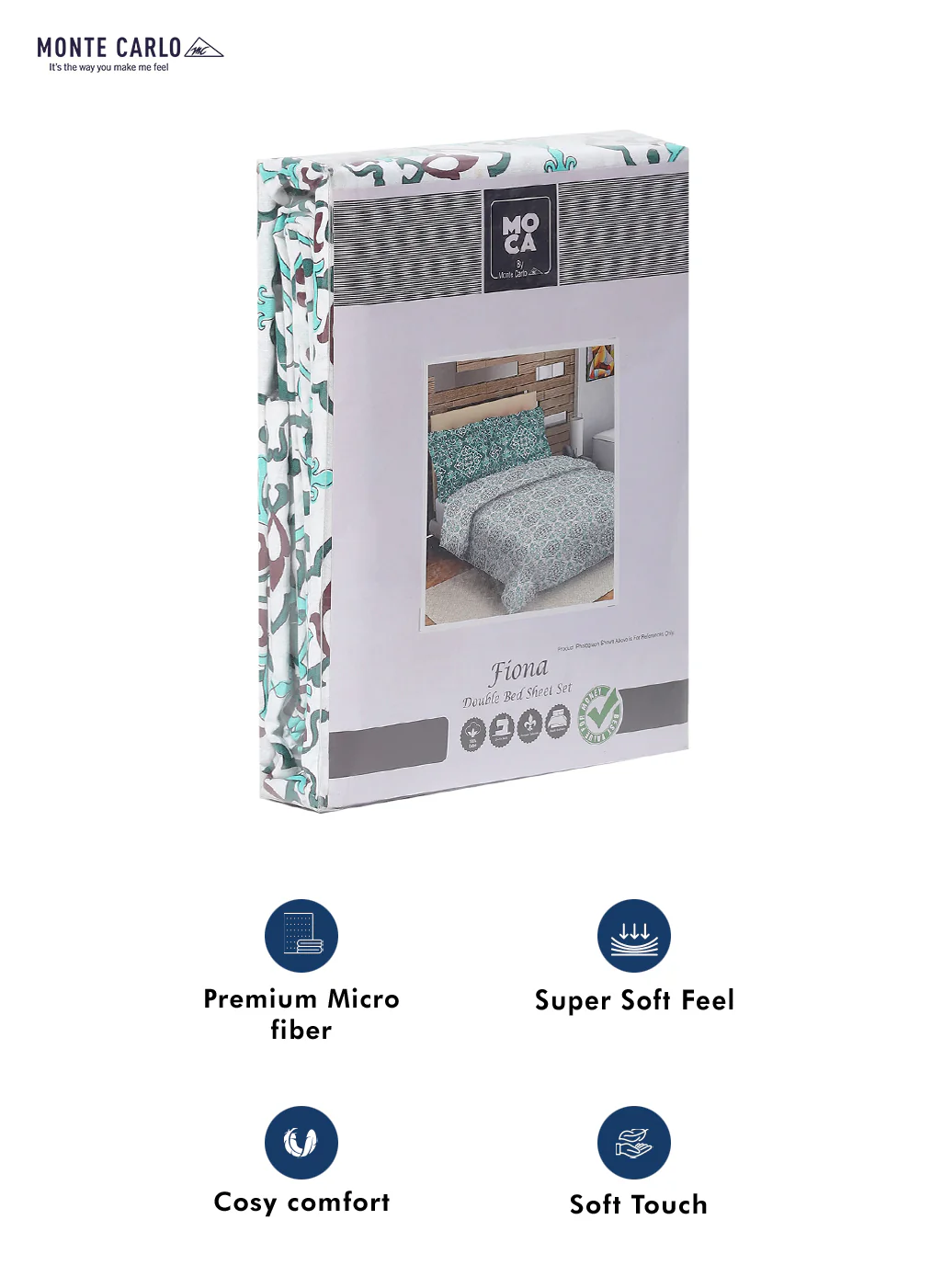 MOCA by Monte Carlo 104 GSM Cotton Double Bedsheet (2 Pcs Set) - Image 9