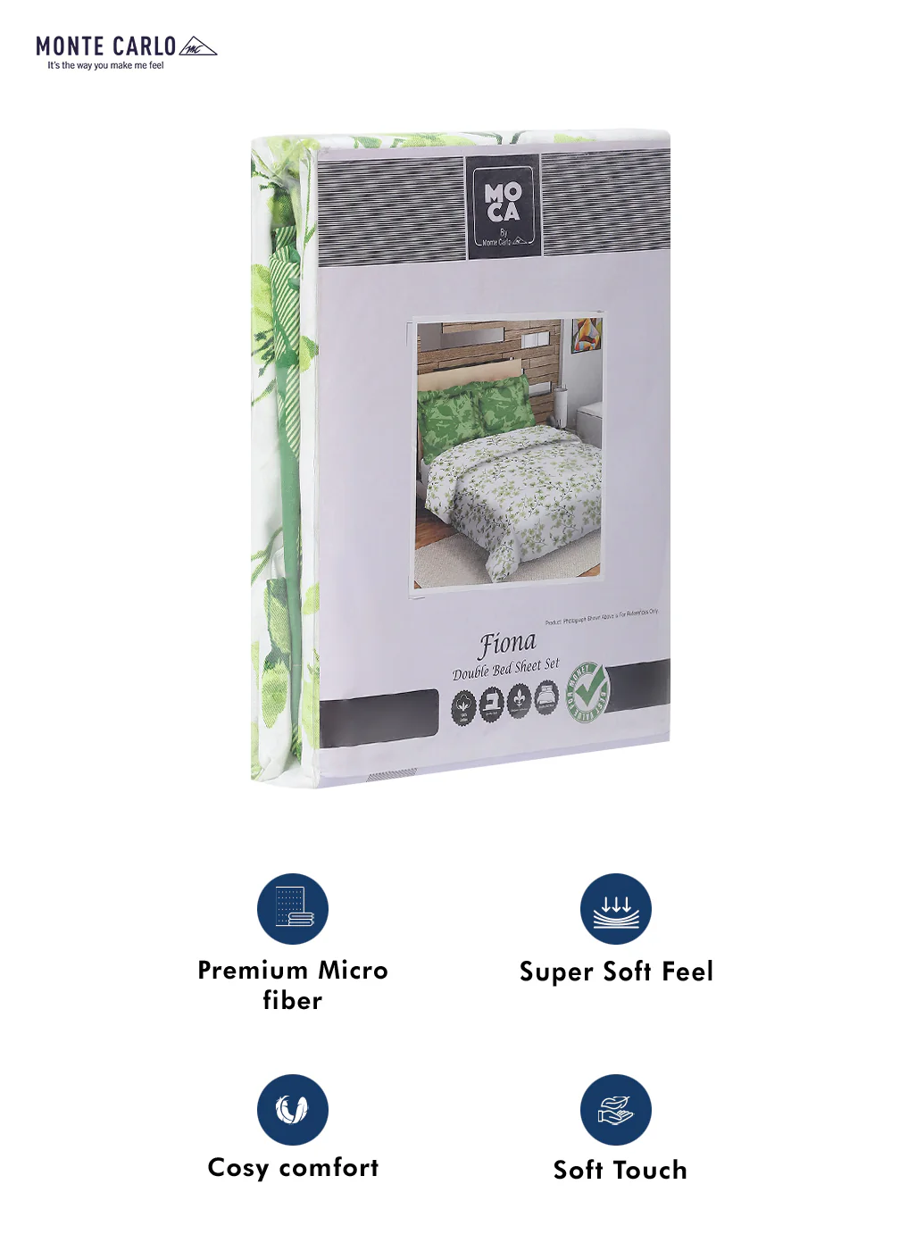 MOCA by Monte Carlo 104 GSM Cotton Double Bedsheet (2 Pcs Set) - Image 9