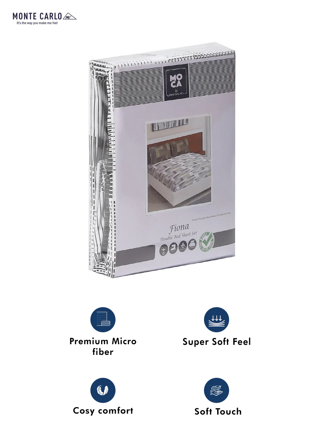 MOCA by Monte Carlo 104 GSM Cotton Double Bedsheet (2 Pcs Set) - Image 9