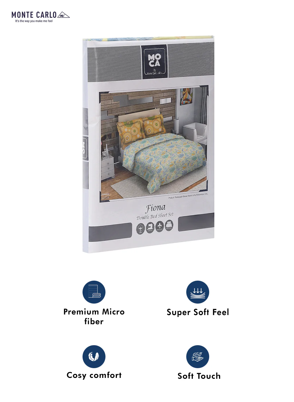 MOCA by Monte Carlo 104 GSM Cotton Double Bedsheet With 2 Pillow Covers - Image 9