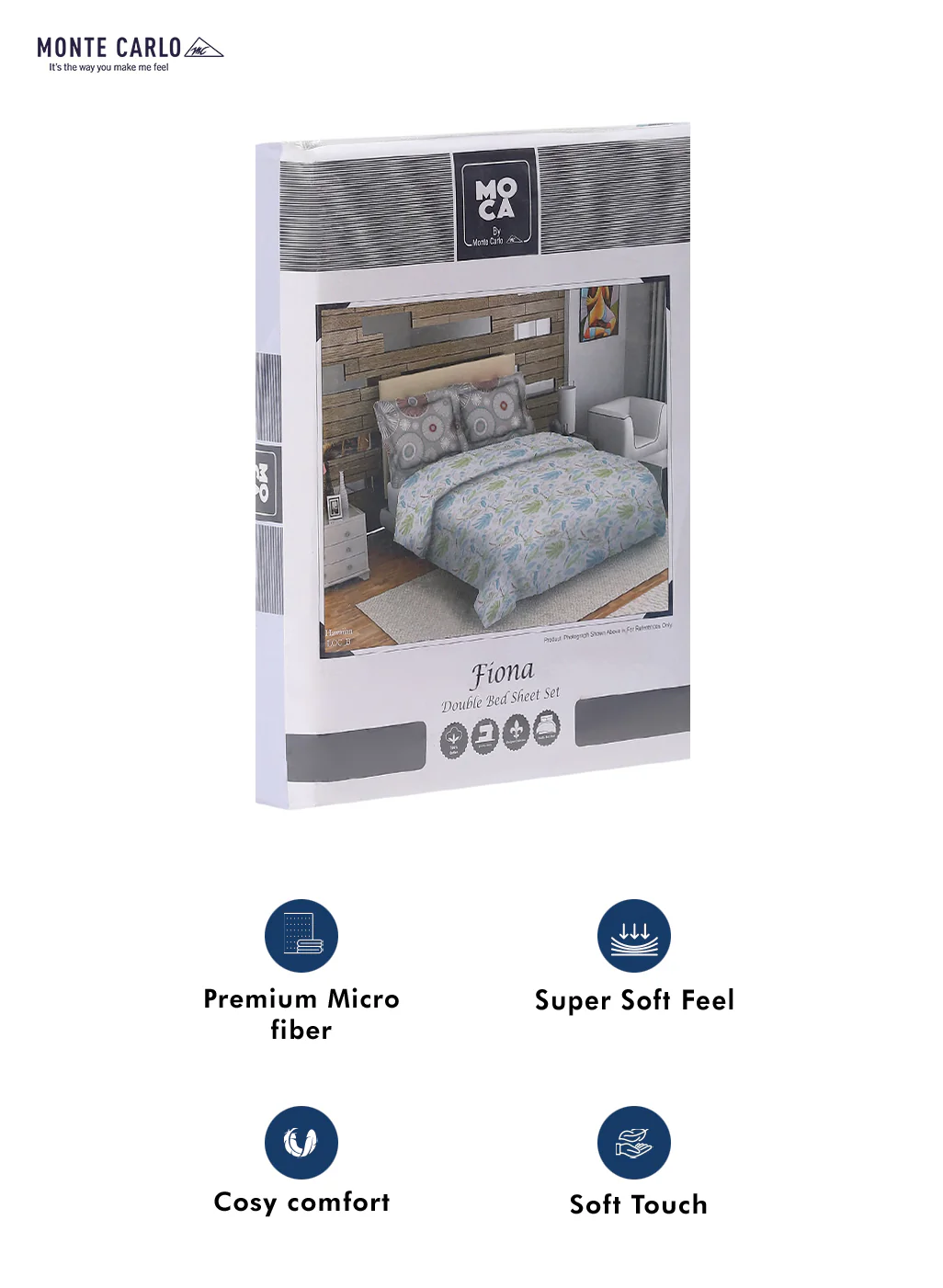 MOCA by Monte Carlo 104 GSM Cotton Double Bedsheet With 2 Pillow Covers - Image 9