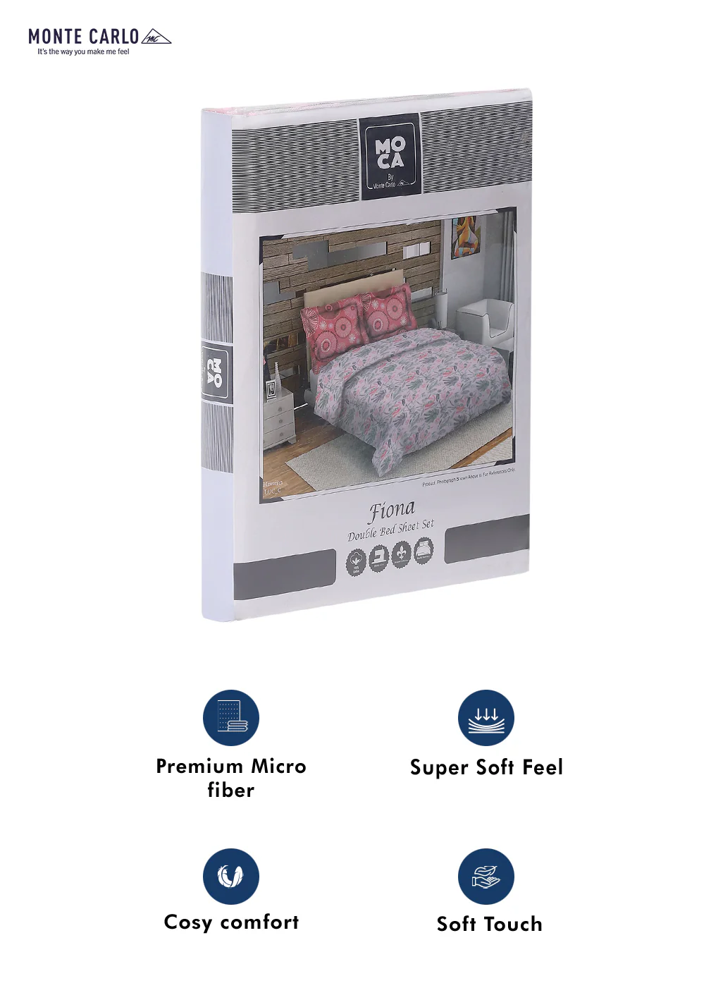 MOCA by Monte Carlo 104 GSM Cotton Double Bedsheet With 2 Pillow Covers - Image 9