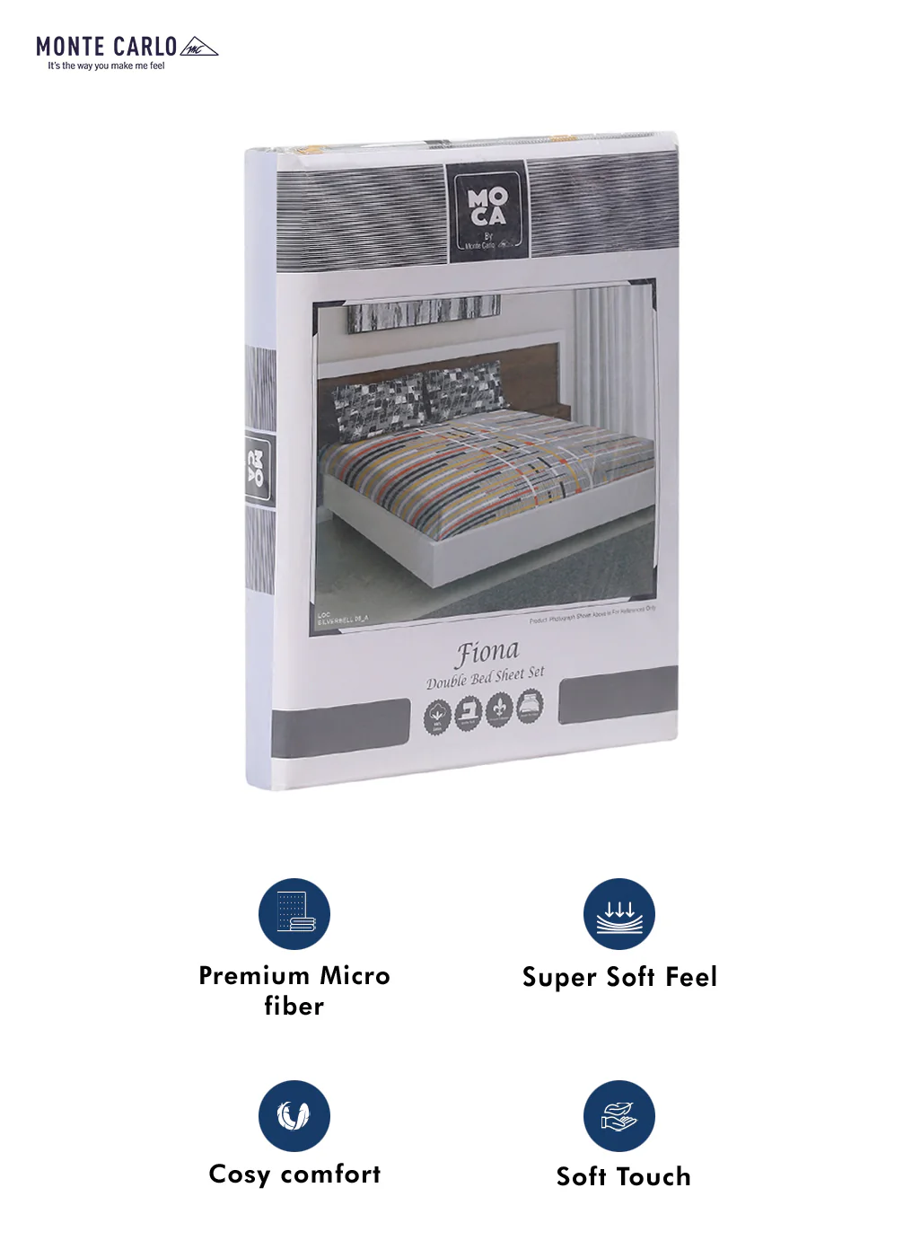 MOCA by Monte Carlo 104 GSM Cotton Double Bedsheet With 2 Pillow Covers - Image 9