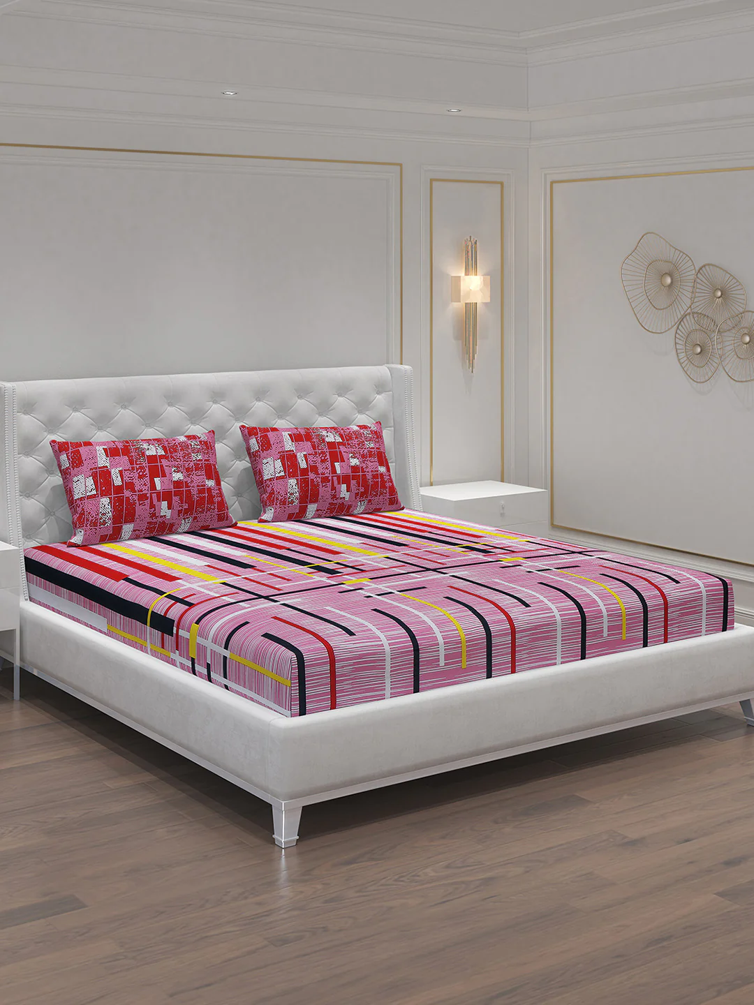 MOCA by Monte Carlo 104 GSM Cotton Double Bedsheet With 2 Pillow Covers - Image 2