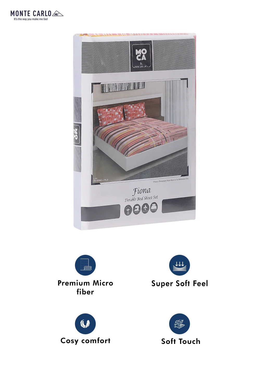 MOCA by Monte Carlo 104 GSM Cotton Double Bedsheet With 2 Pillow Covers - Image 9