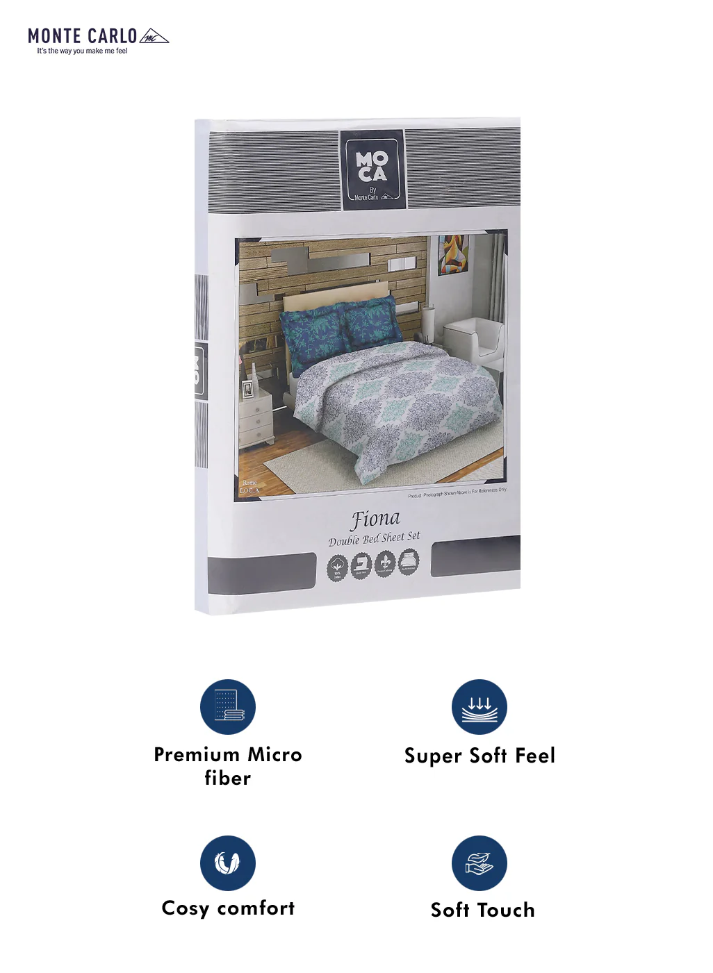 MOCA by Monte Carlo 104 GSM Cotton Double Bedsheet With 2 Pillow Covers - Image 9