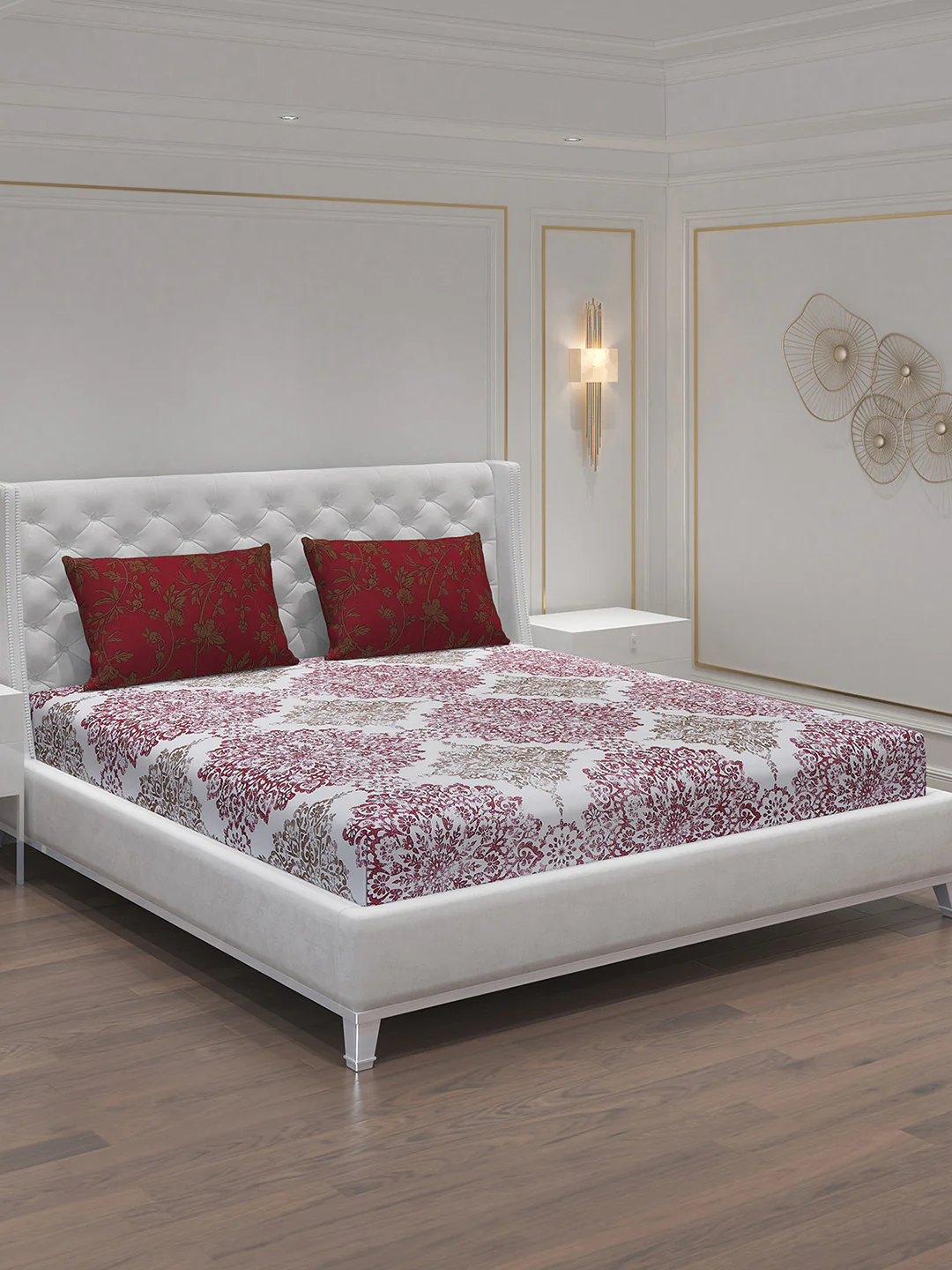 MOCA by Monte Carlo 104 GSM Cotton Double Bedsheet With 2 Pillow Covers