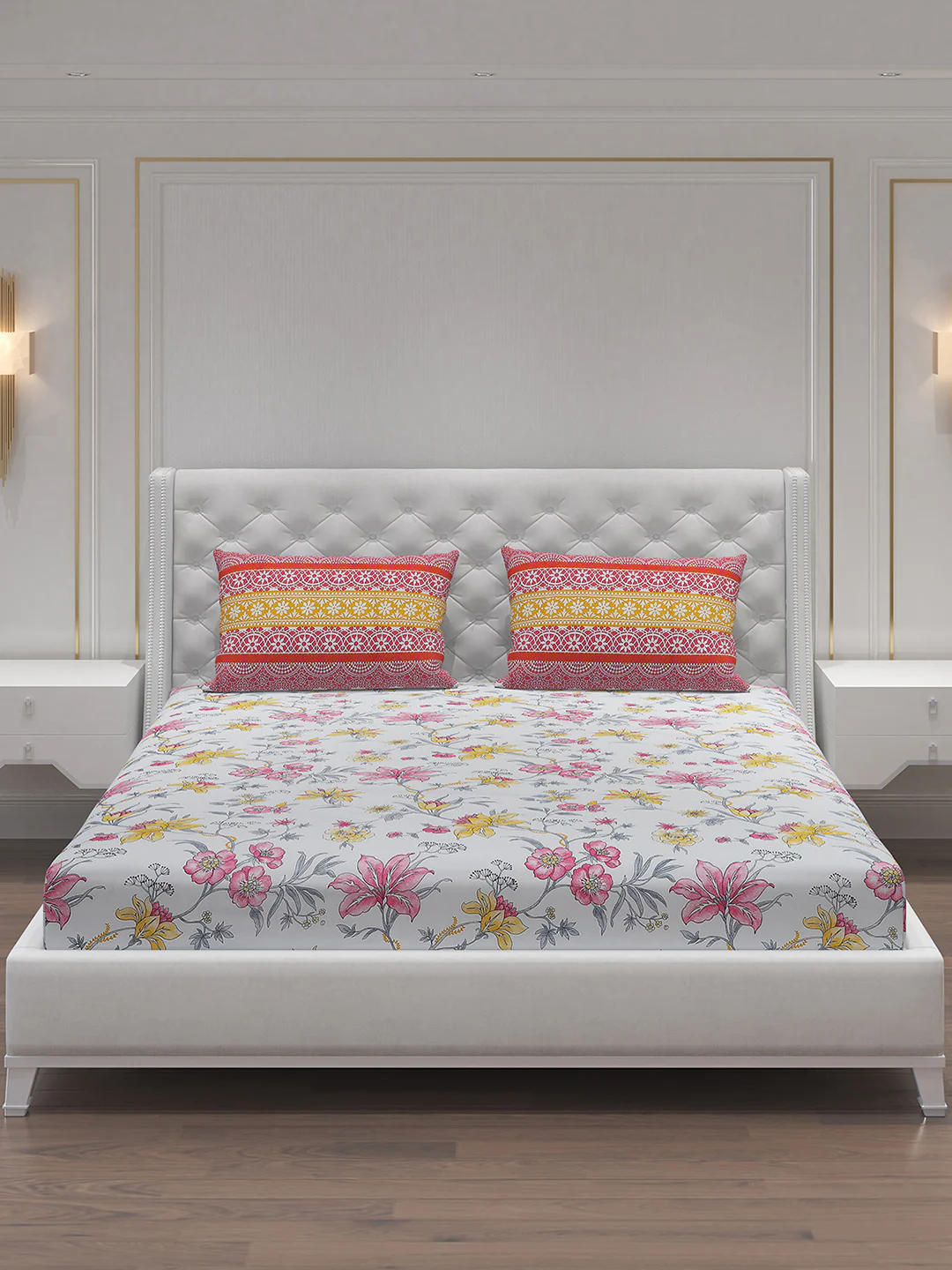 MOCA by Monte Carlo 104 TC Cotton Double Bedsheet with 2 Pillow Covers - Image 3