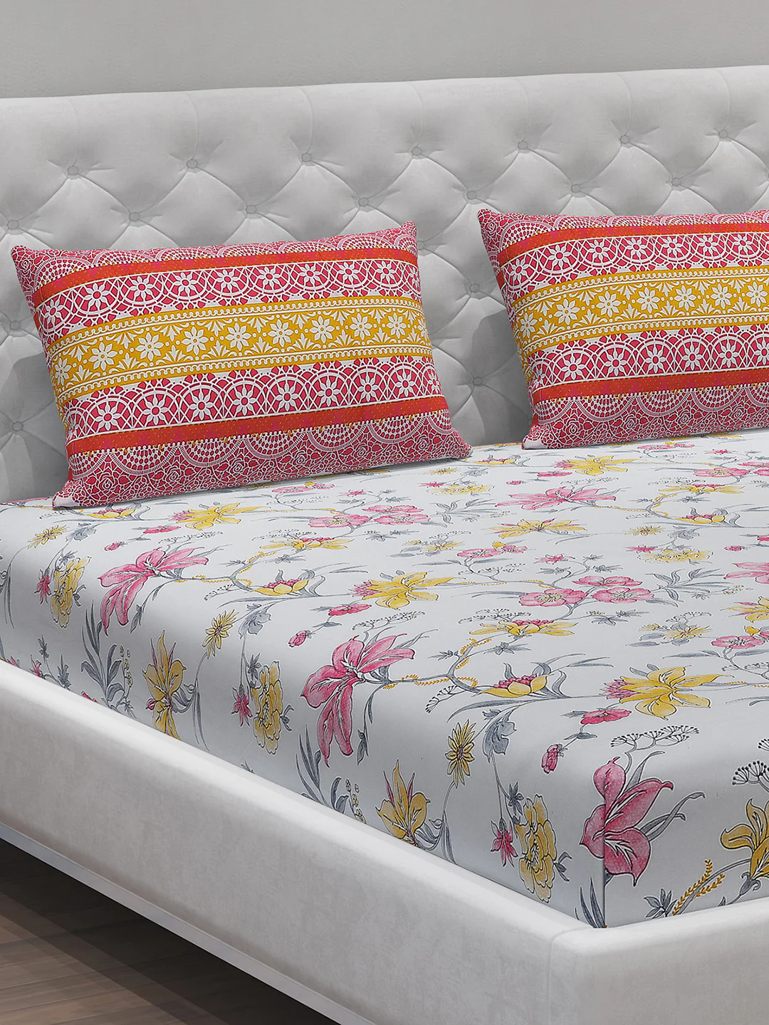 MOCA by Monte Carlo 104 TC Cotton Double Bedsheet with 2 Pillow Covers - Image 4