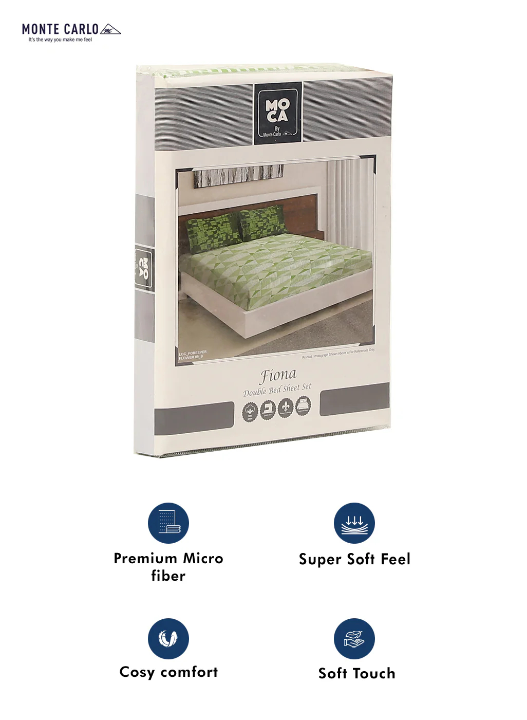 MOCA by Monte Carlo 104 TC Cotton Double Bedsheet with 2 Pillow Covers - Image 9
