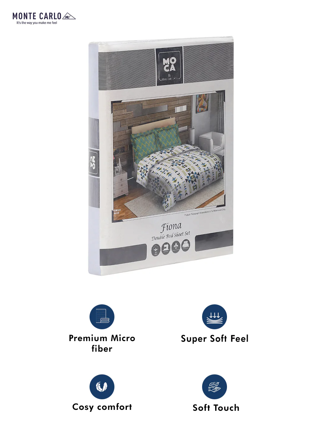 MOCA by Monte Carlo 104 TC Cotton Double Bedsheet with 2 Pillow Covers - Image 9