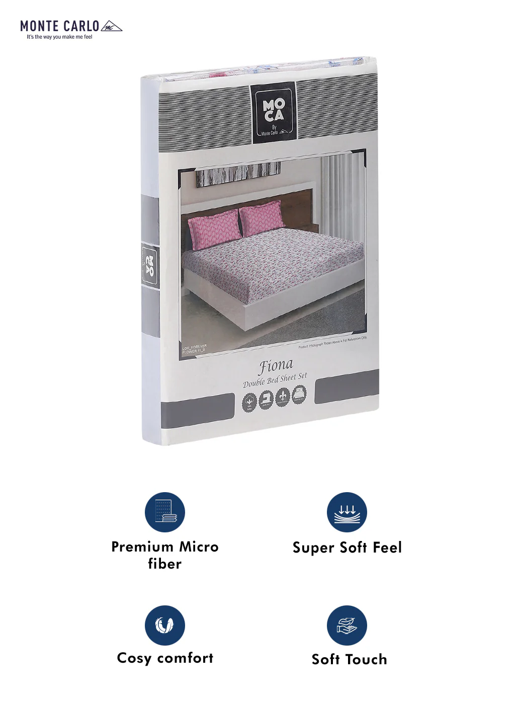 MOCA by Monte Carlo 104 TC Cotton Double Bedsheet with 2 Pillow Covers - Image 9
