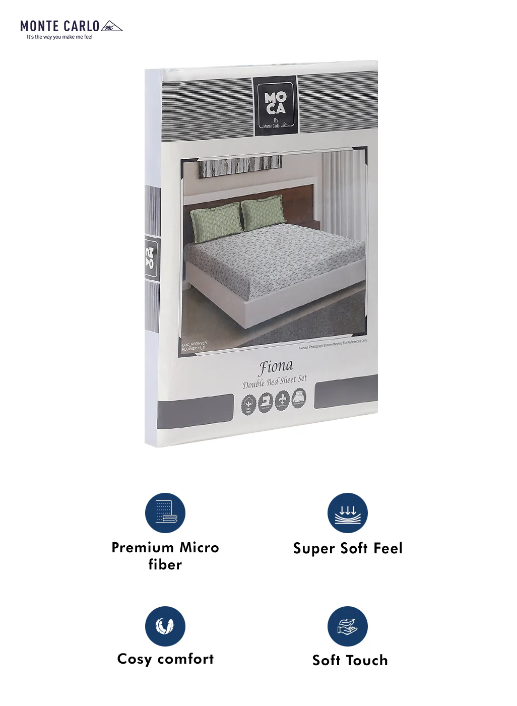 MOCA by Monte Carlo 104 TC Cotton Double Bedsheet with 2 Pillow Covers - Image 9