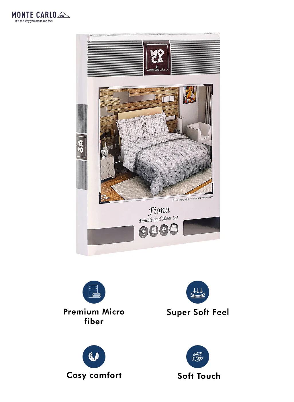 MOCA by Monte Carlo 104 TC Cotton Double Bedsheet with 2 Pillow Covers - Image 9