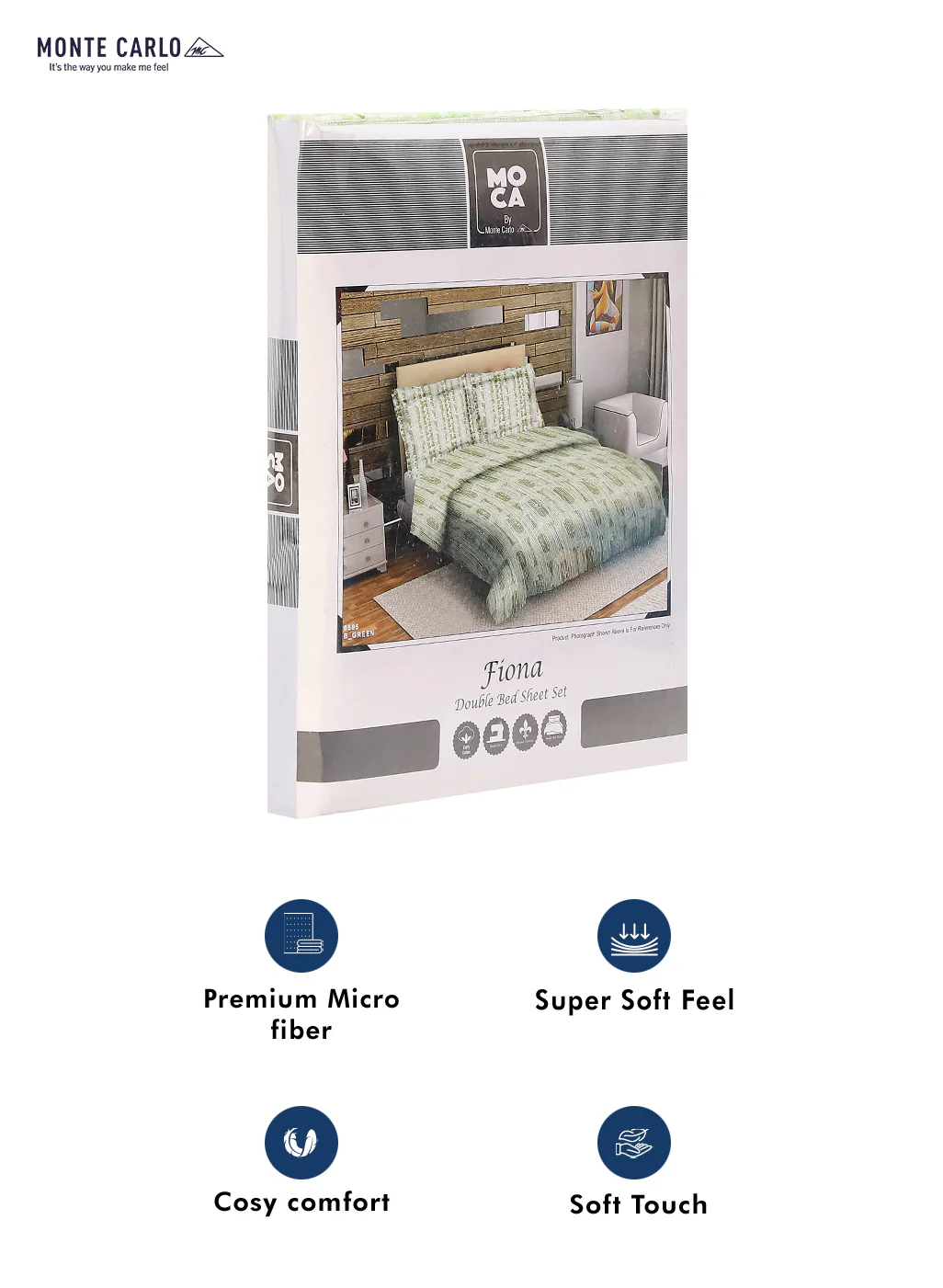 MOCA by Monte Carlo 104 TC Cotton Double Bedsheet with 2 Pillow Covers - Image 9