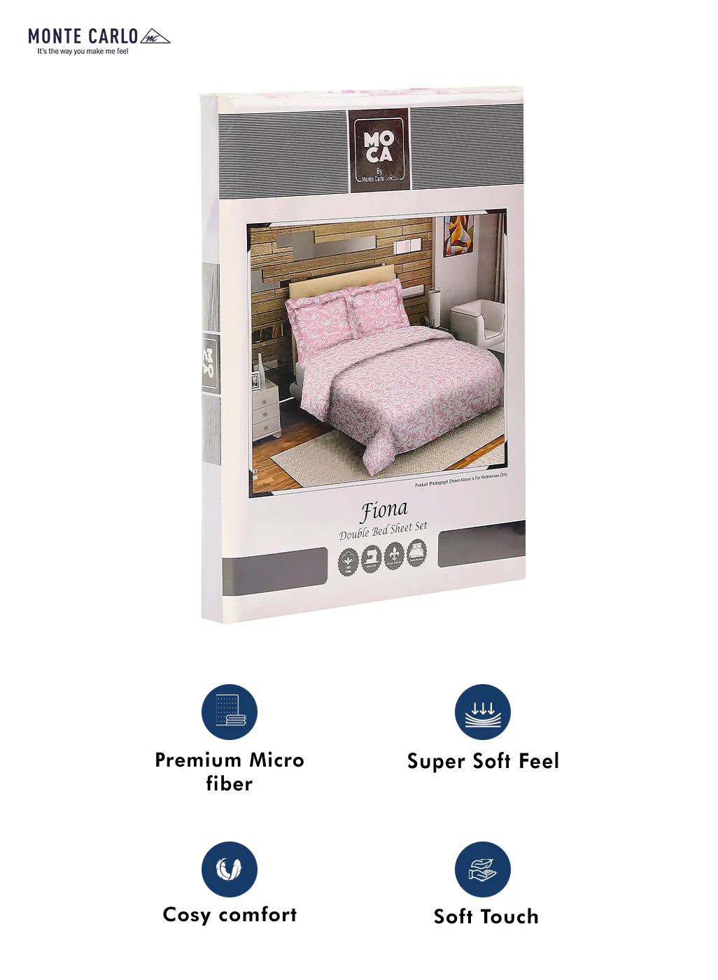 MOCA by Monte Carlo 104 TC Cotton Double Bedsheet with 2 Pillow Covers - Image 9