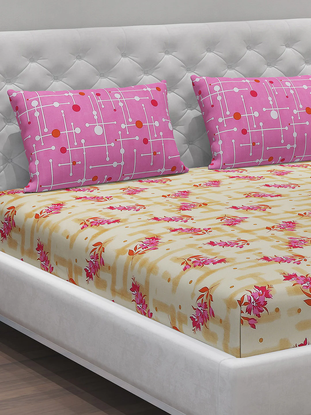 MOCA by Monte Carlo 104 TC Cotton Double Bedsheet with 2 Pillow Covers - Image 4