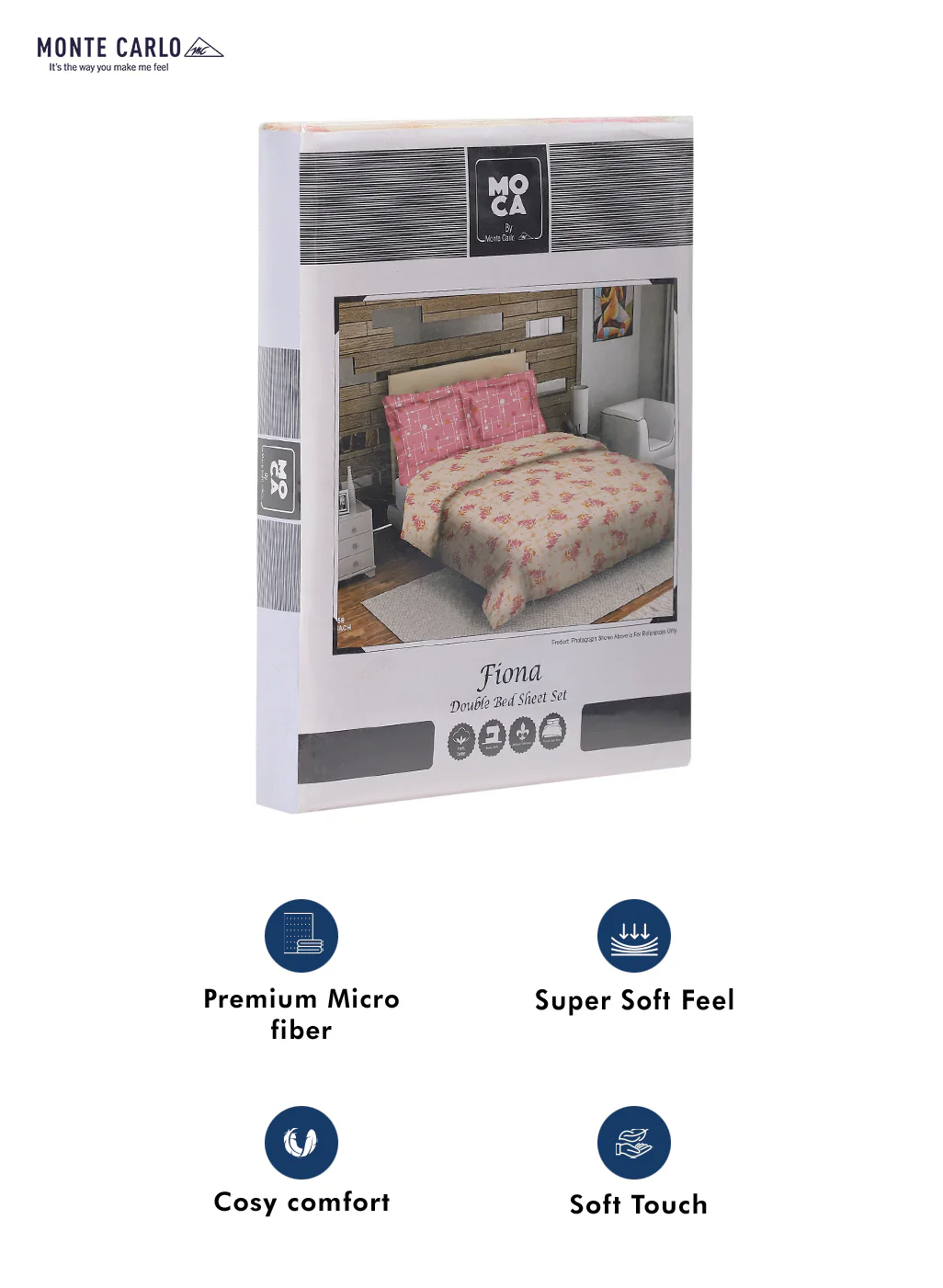 MOCA by Monte Carlo 104 TC Cotton Double Bedsheet with 2 Pillow Covers - Image 9