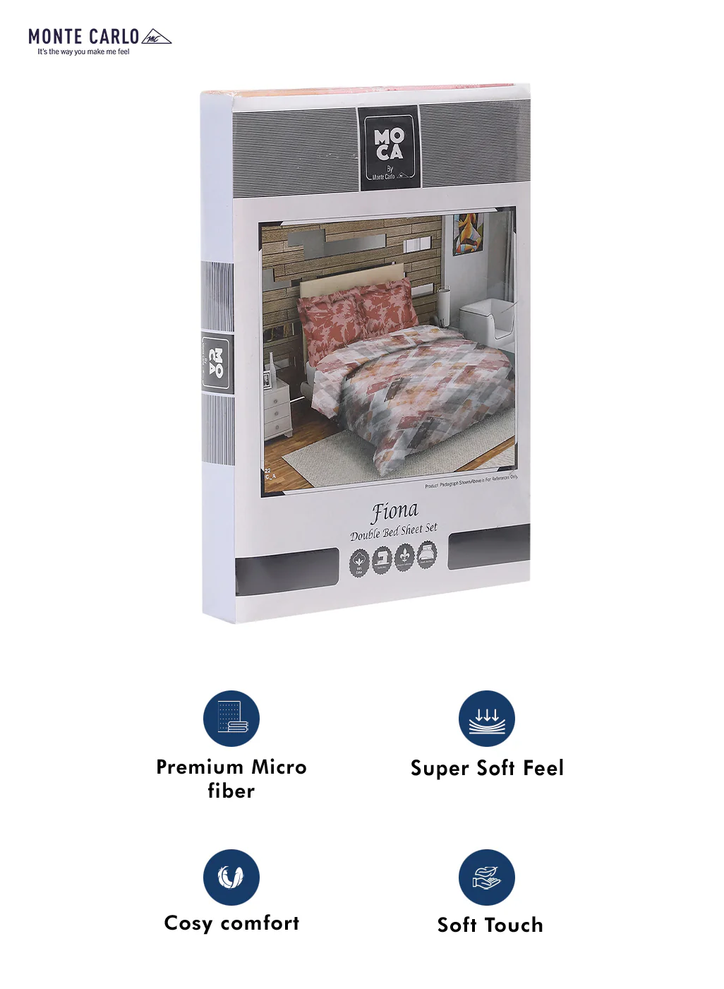 MOCA by Monte Carlo 104 TC Cotton Double Bedsheet with 2 Pillow Covers - Image 9
