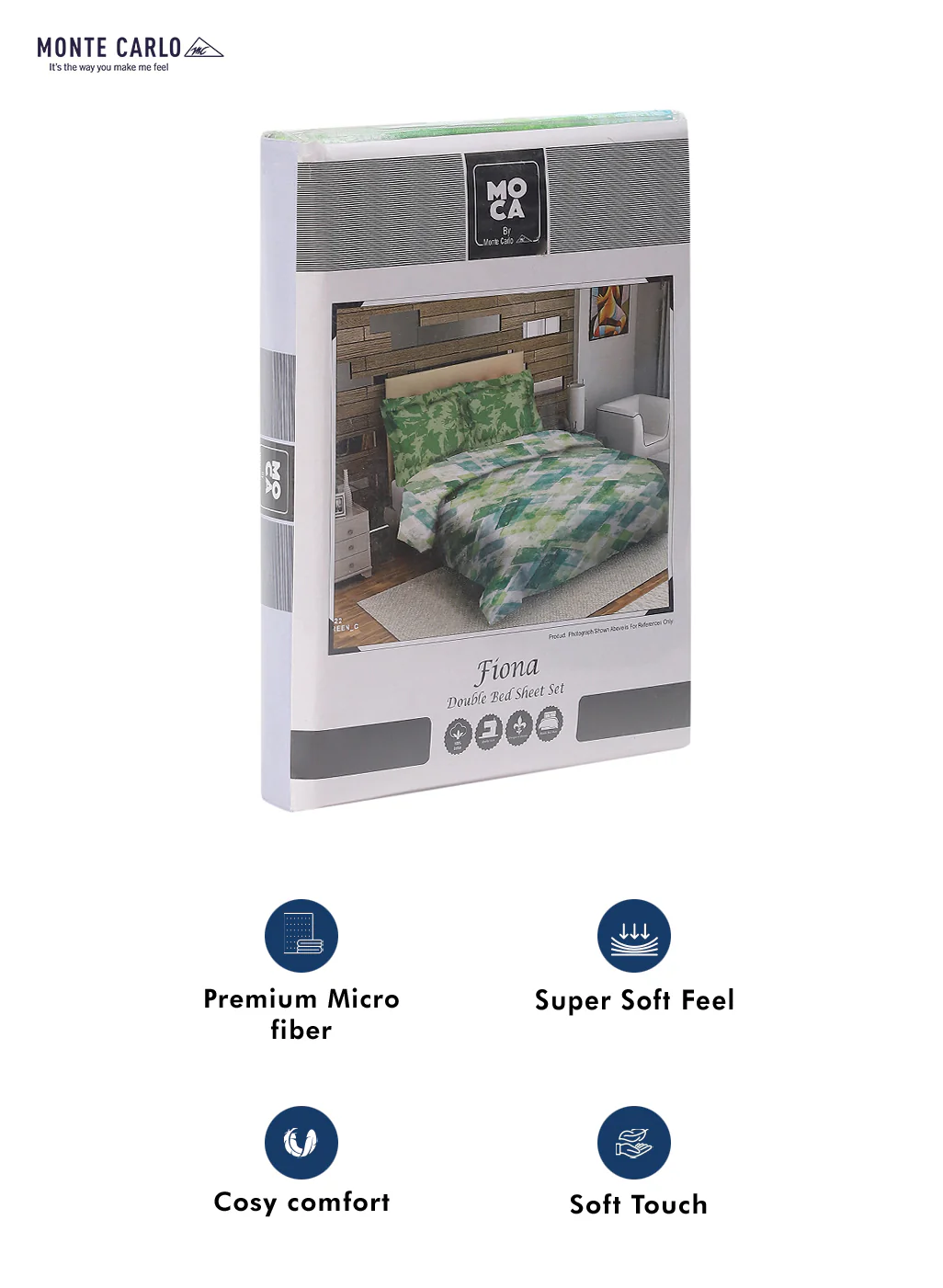 MOCA by Monte Carlo 104 TC Cotton Double Bedsheet with 2 Pillow Covers - Image 9
