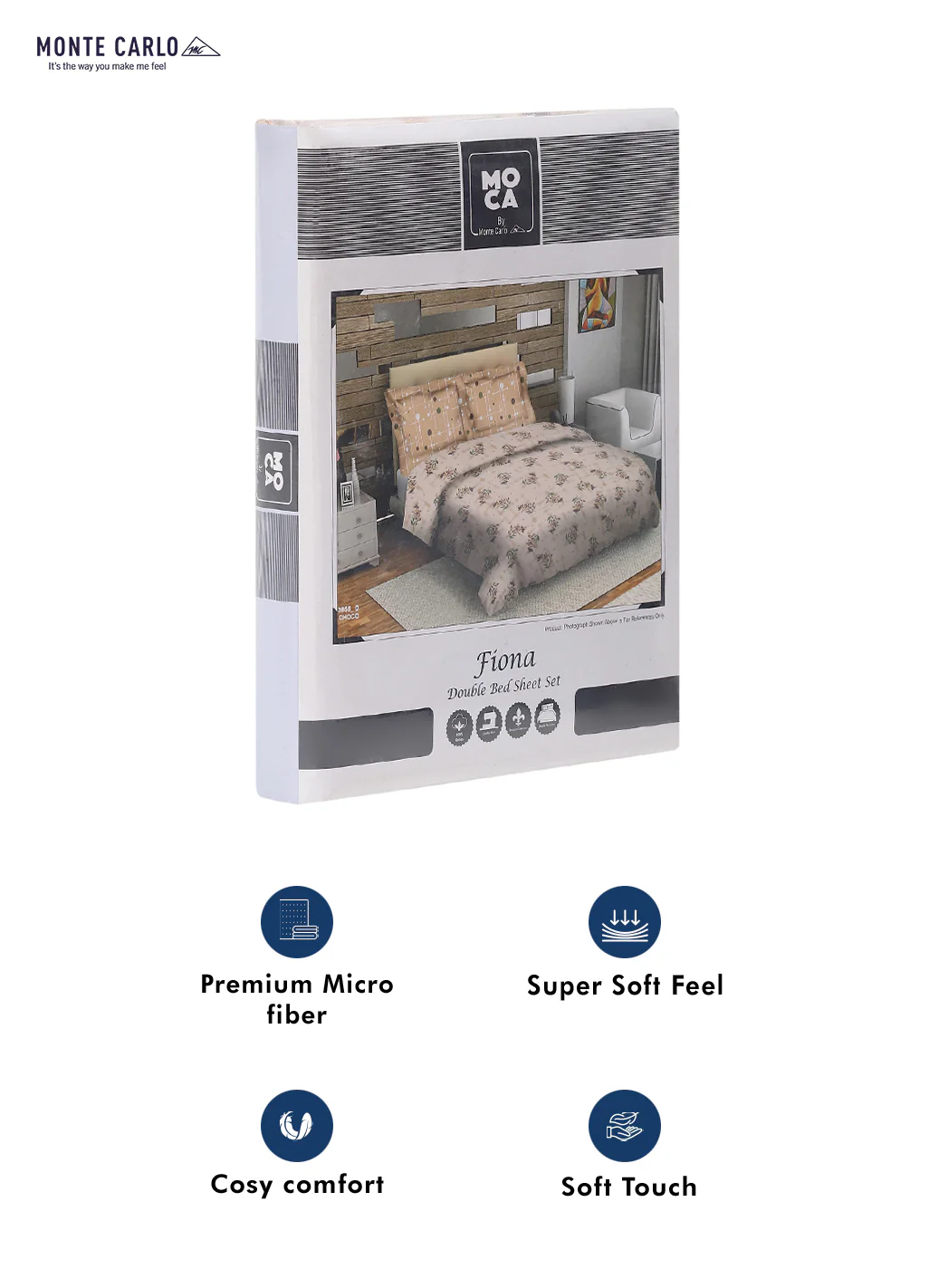 MOCA by Monte Carlo 104 TC Cotton Double Bedsheet with 2 Pillow Covers - Image 9