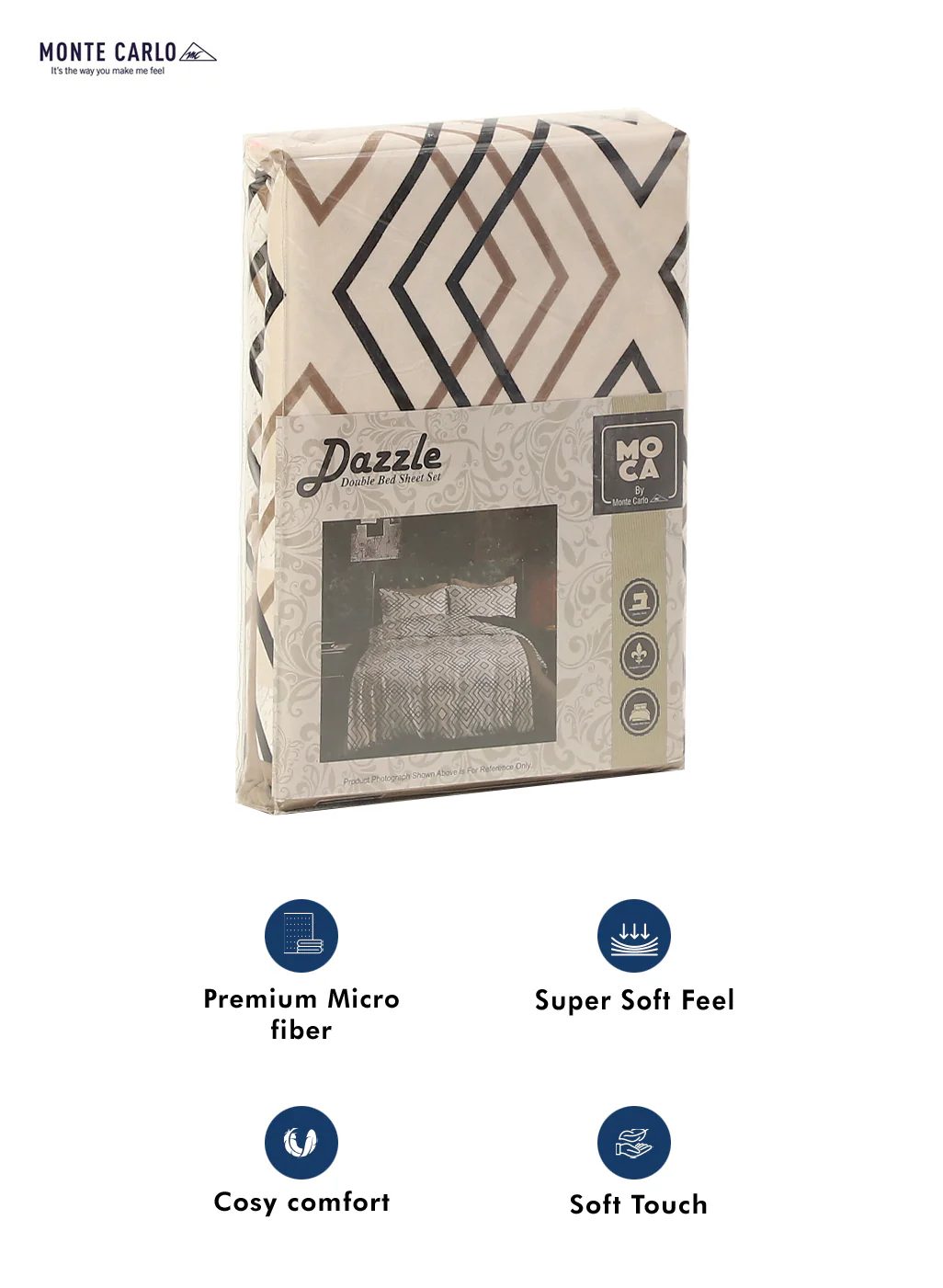 MOCA by Monte Carlo 120 GSM Microfibre Double Bedsheet with 2 Pillow Covers - Image 9
