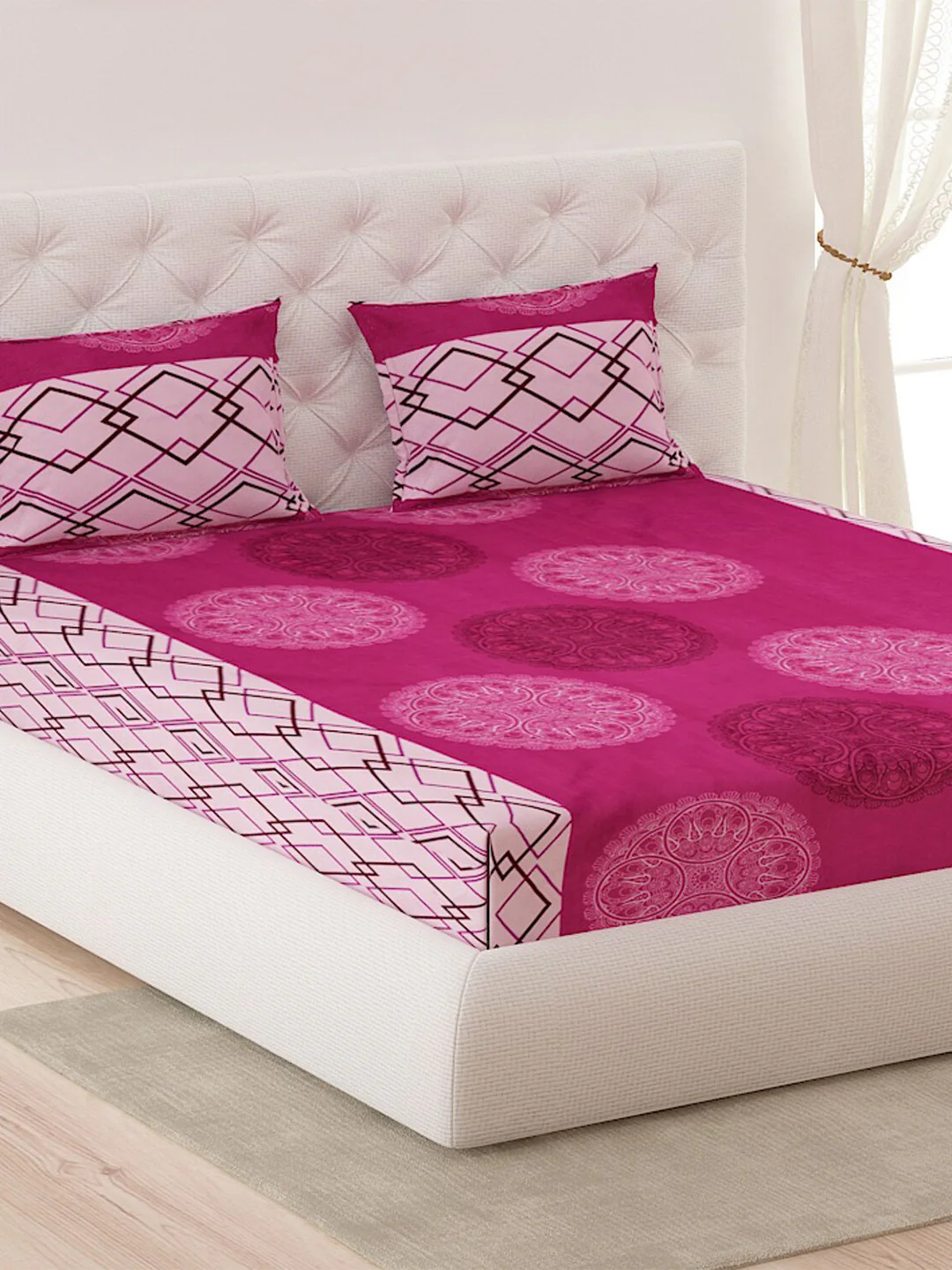 120 GSM Microfibre Double Bedsheet with 2 Pillow Covers