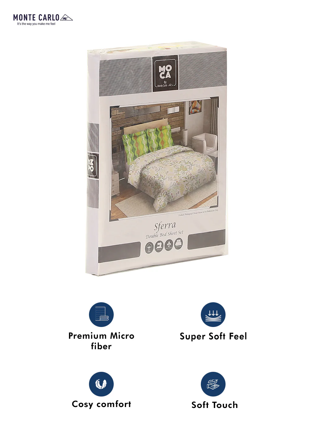 MOCA by Monte Carlo 144 GSM Cotton Double Bedsheet With 2 Pillow Covers - Image 9