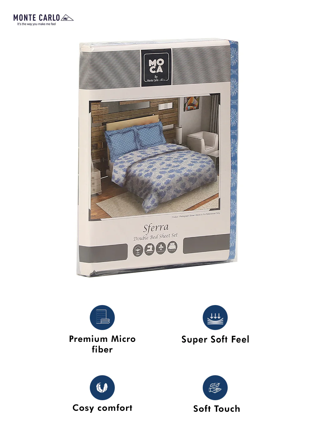 MOCA by Monte Carlo 144 TC Cotton King Bedsheet with 2 Pillow Covers - Image 9