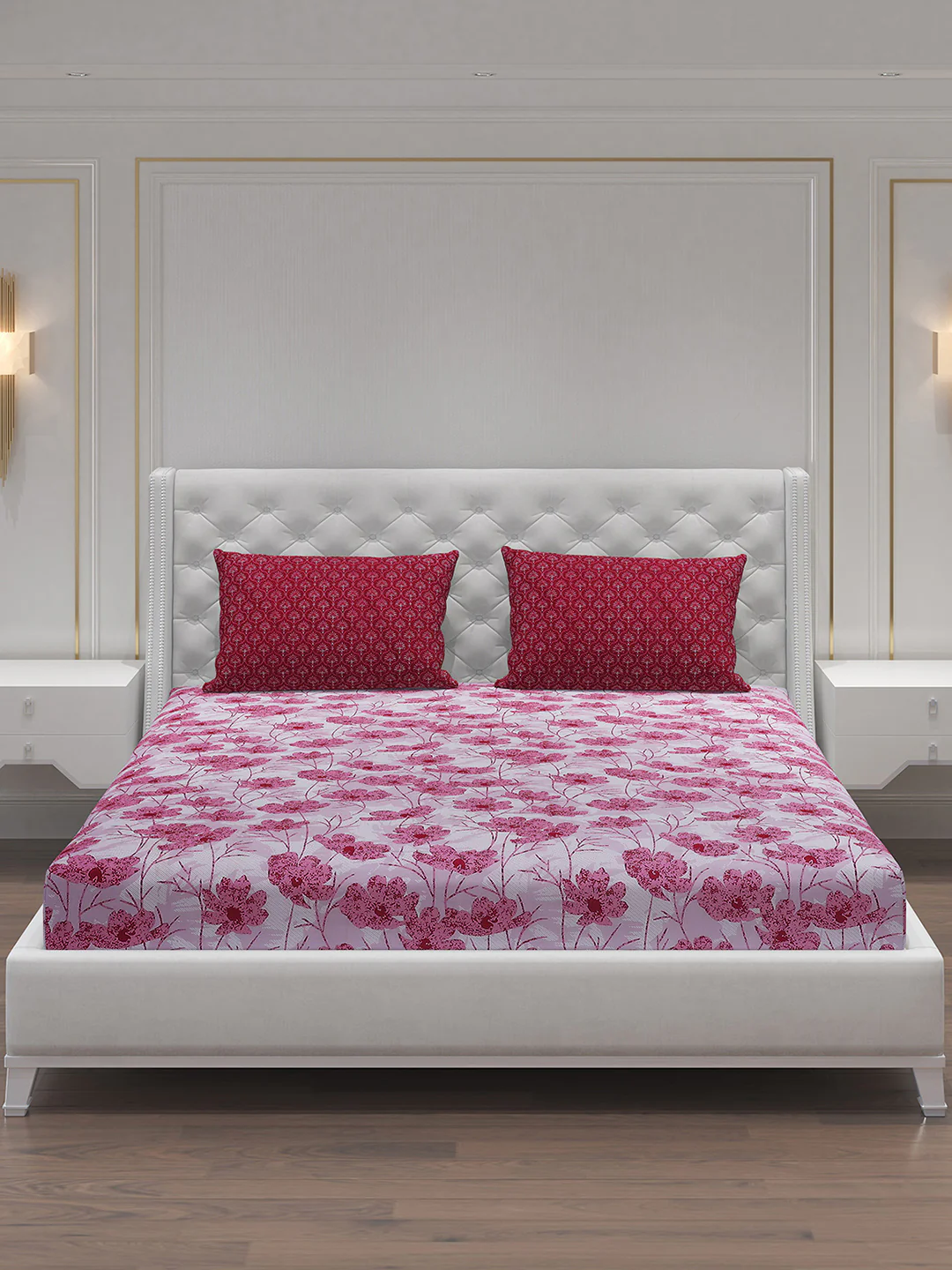 MOCA by Monte Carlo 144 TC Cotton King Bedsheet with 2 Pillow Covers - Image 4