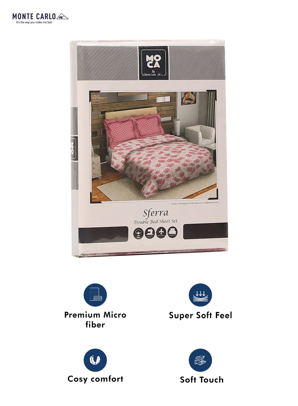 MOCA by Monte Carlo 144 TC Cotton King Bedsheet with 2 Pillow Covers - Image 9