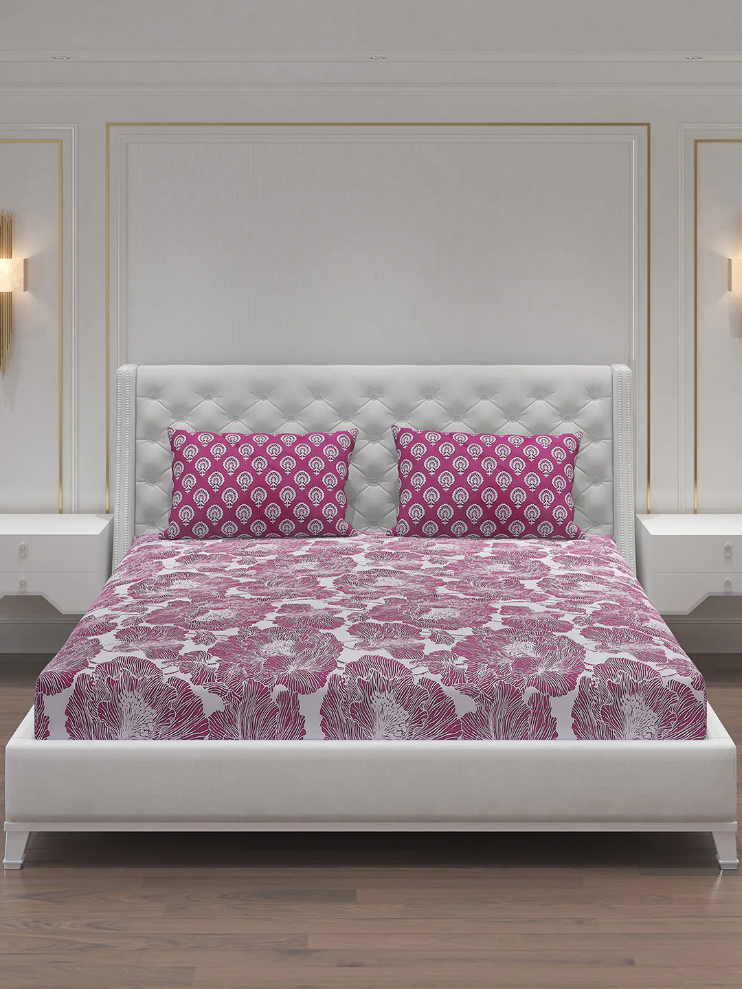MOCA by Monte Carlo 144 TC Cotton King Bedsheet with 2 Pillow Covers - Image 3