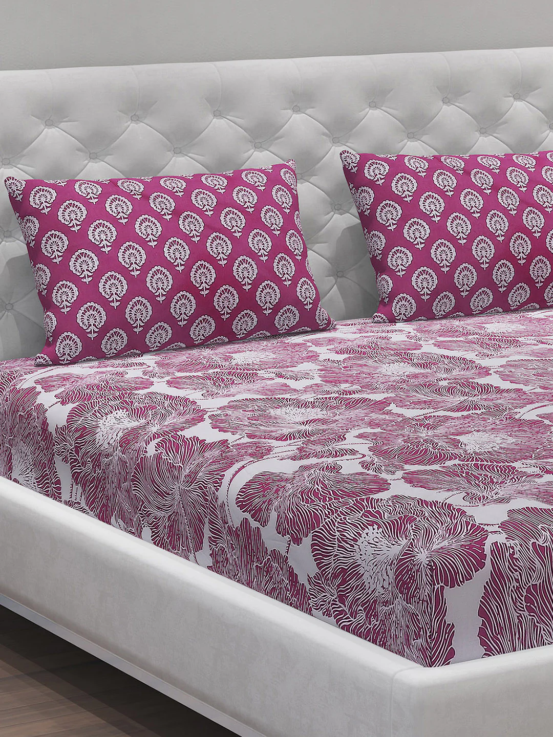 MOCA by Monte Carlo 144 TC Cotton King Bedsheet with 2 Pillow Covers - Image 4