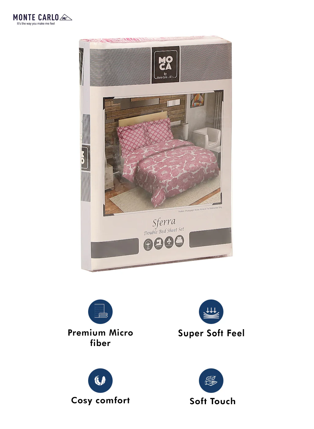 MOCA by Monte Carlo 144 TC Cotton King Bedsheet with 2 Pillow Covers - Image 9