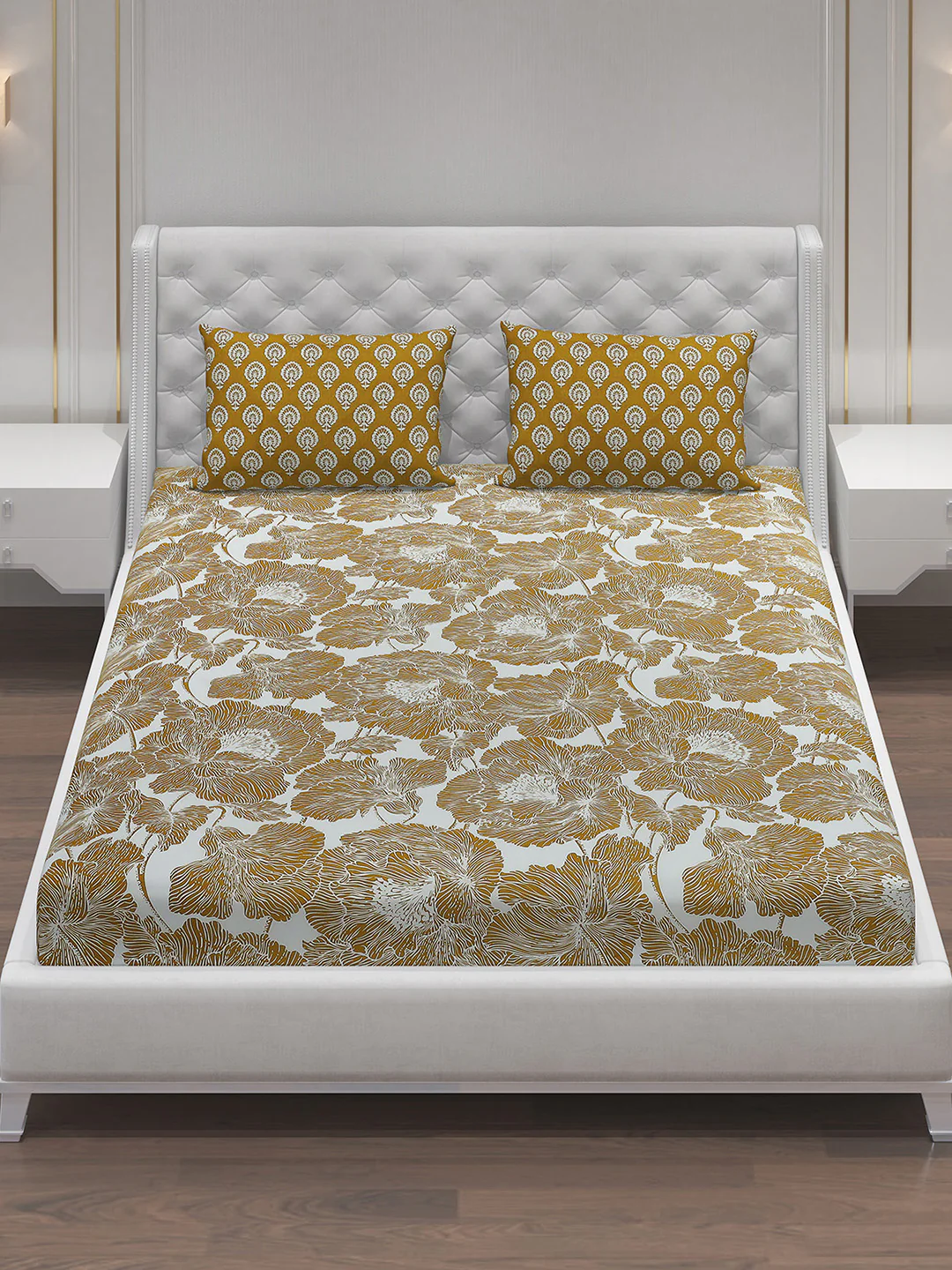 MOCA by Monte Carlo 144 TC Cotton King Bedsheet with 2 Pillow Covers - Image 3