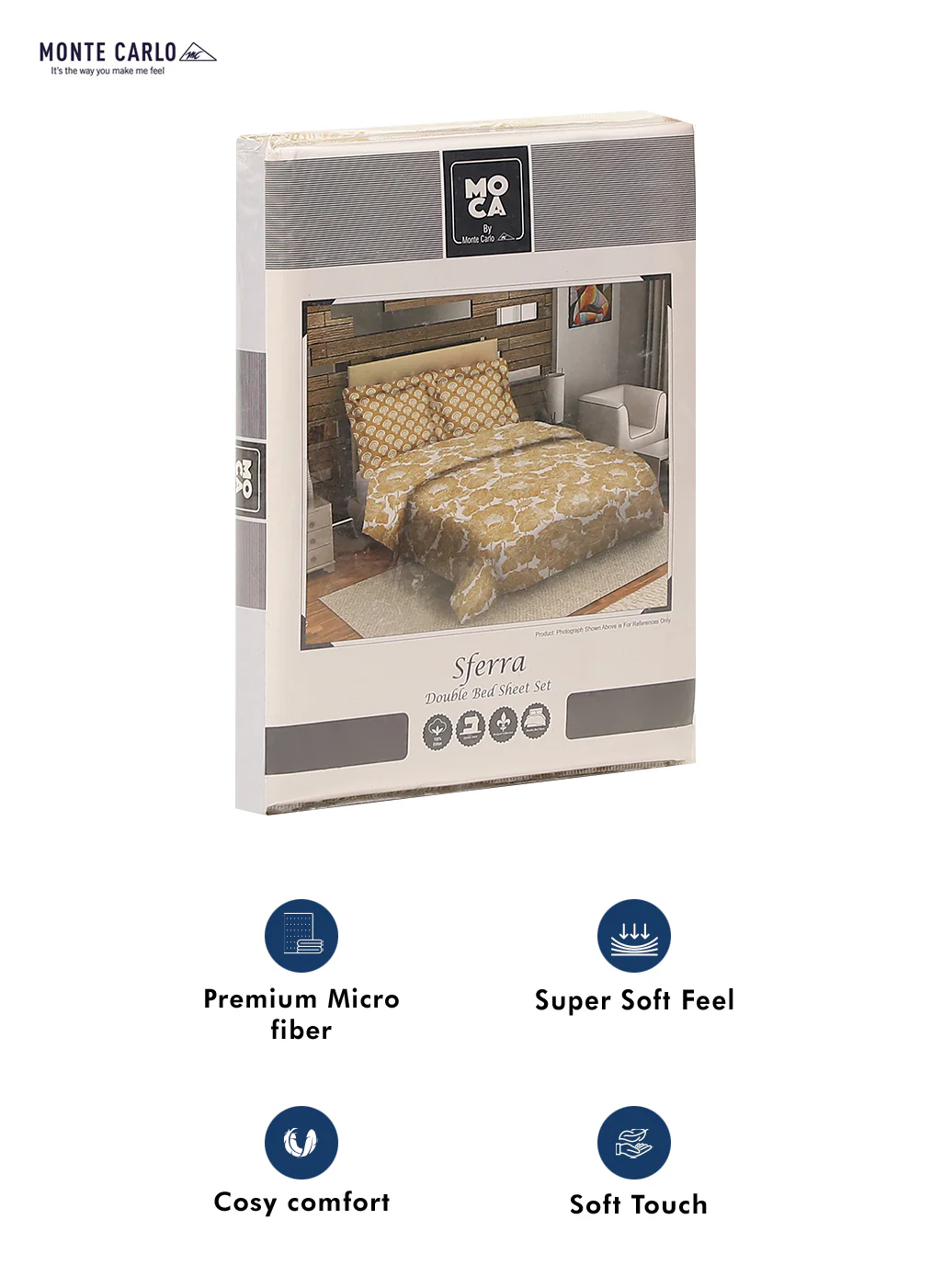 MOCA by Monte Carlo 144 TC Cotton King Bedsheet with 2 Pillow Covers - Image 9