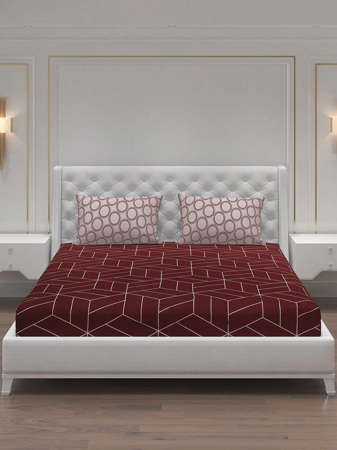 MOCA by Monte Carlo 144 TC Cotton King Bedsheet with 2 Pillow Covers - Image 4