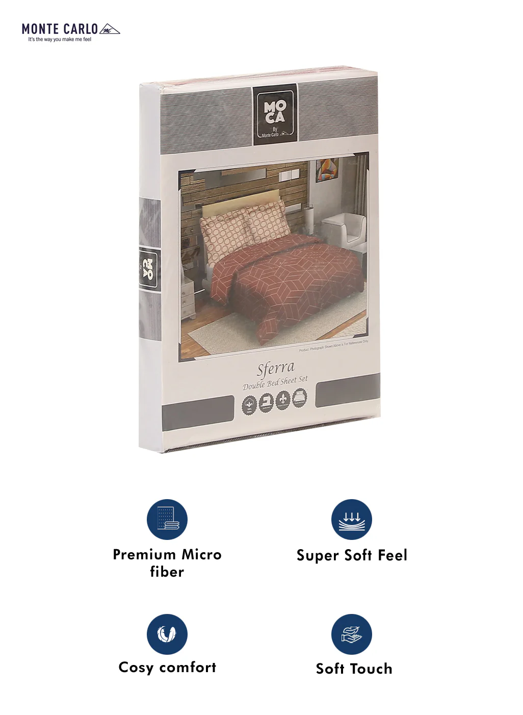 MOCA by Monte Carlo 144 TC Cotton King Bedsheet with 2 Pillow Covers - Image 9