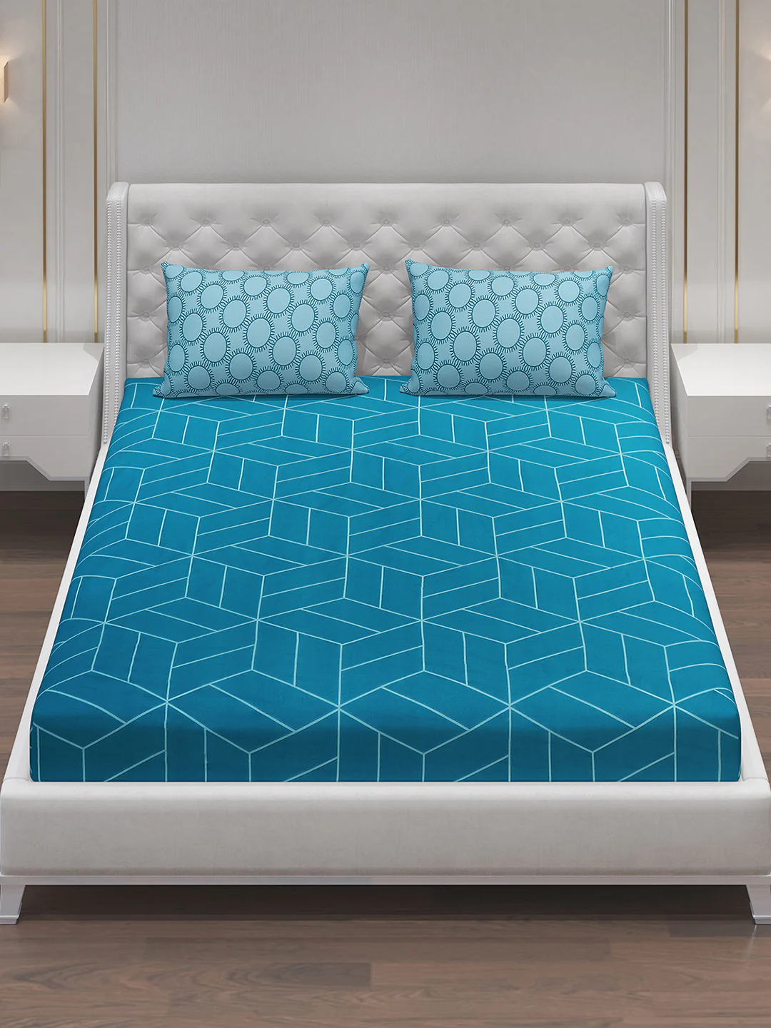 MOCA by Monte Carlo 144 TC Cotton King Bedsheet with 2 Pillow Covers - Image 2