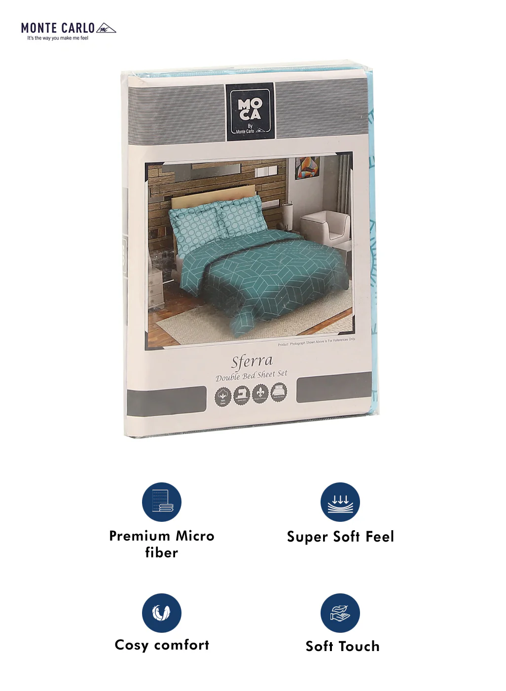 MOCA by Monte Carlo 144 TC Cotton King Bedsheet with 2 Pillow Covers - Image 9